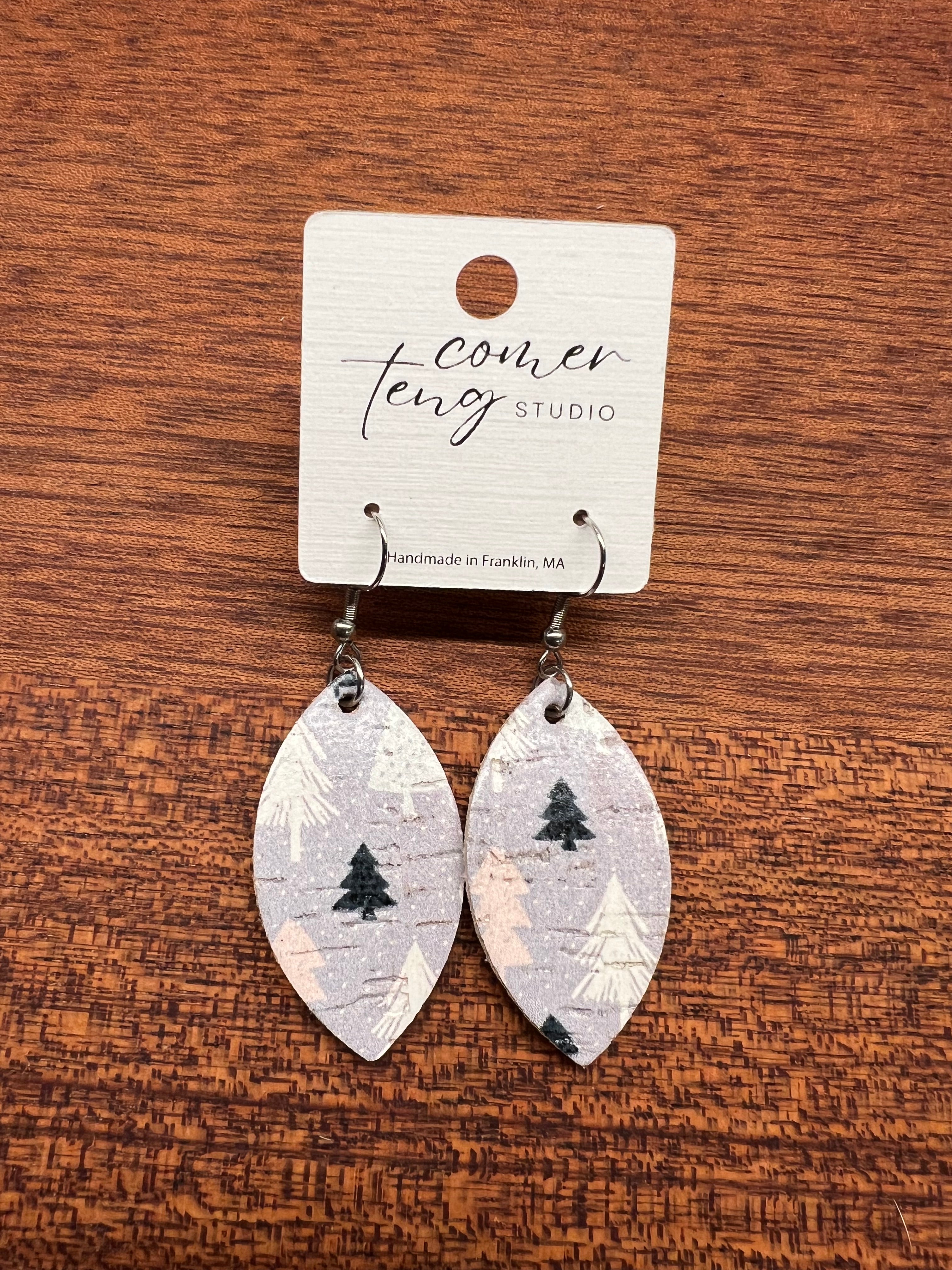 Winter Tree Cork Earrings Collection