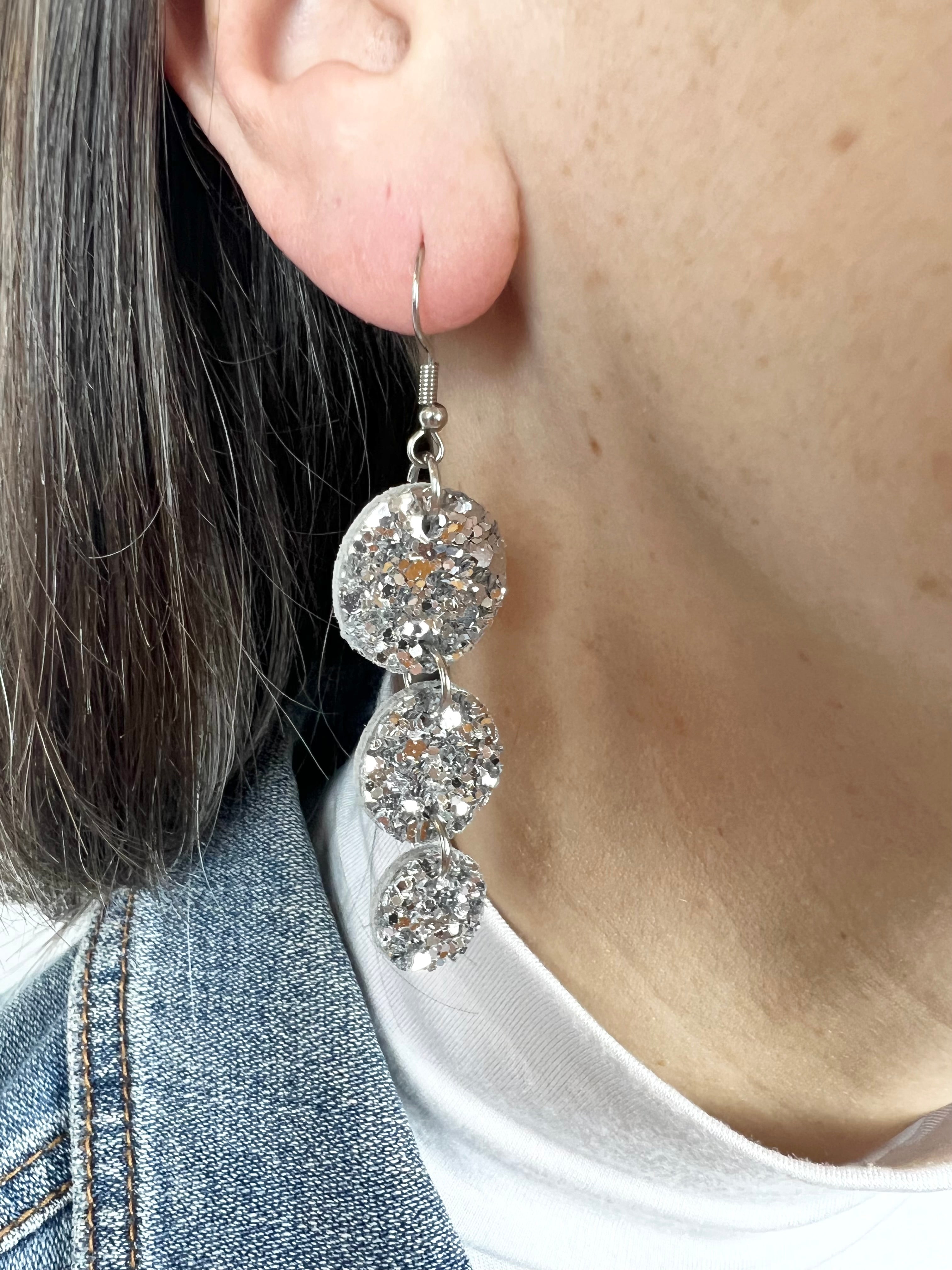 Silver Sparkle Trio Earrings