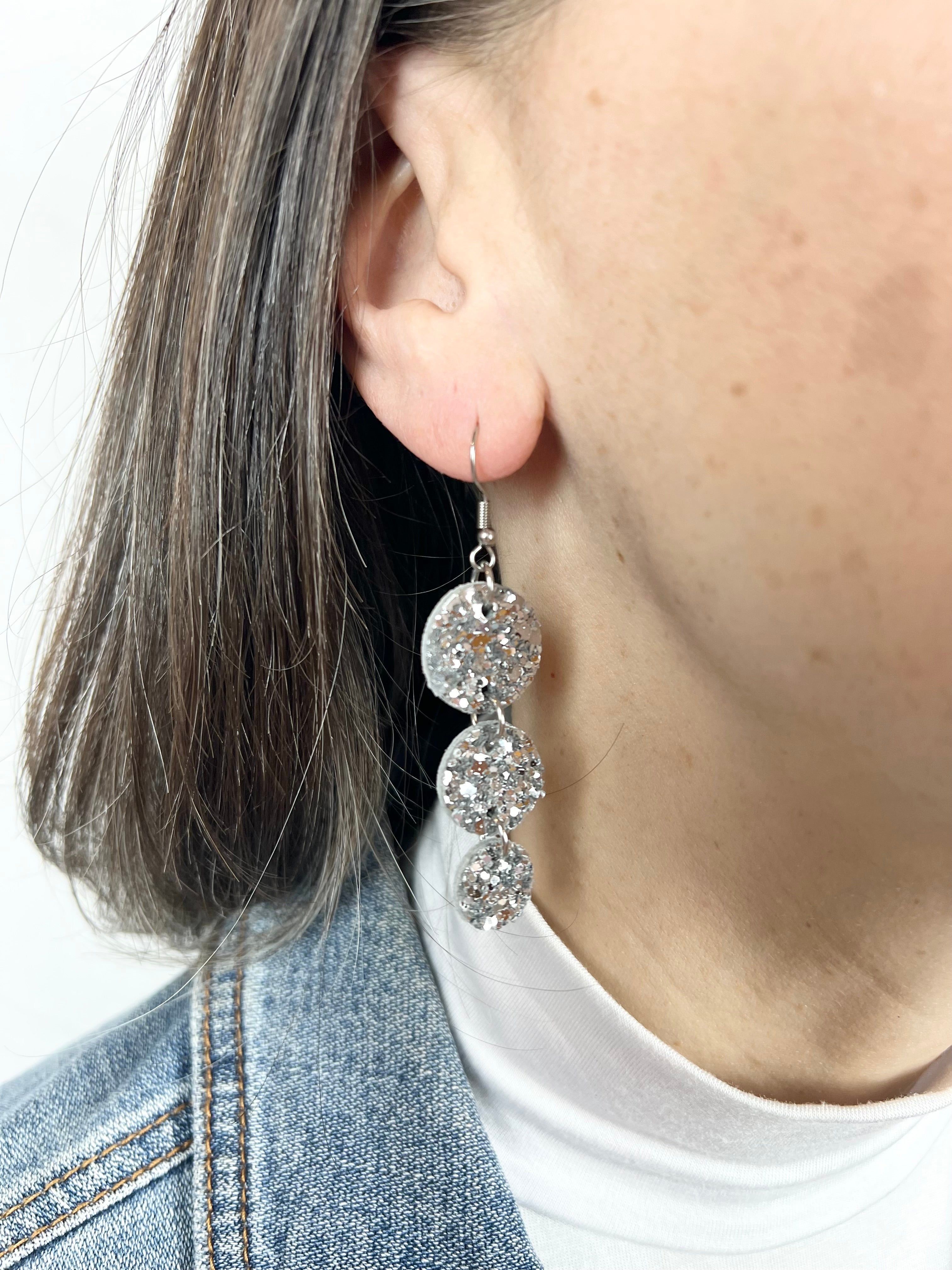 Silver Sparkle Trio Earrings