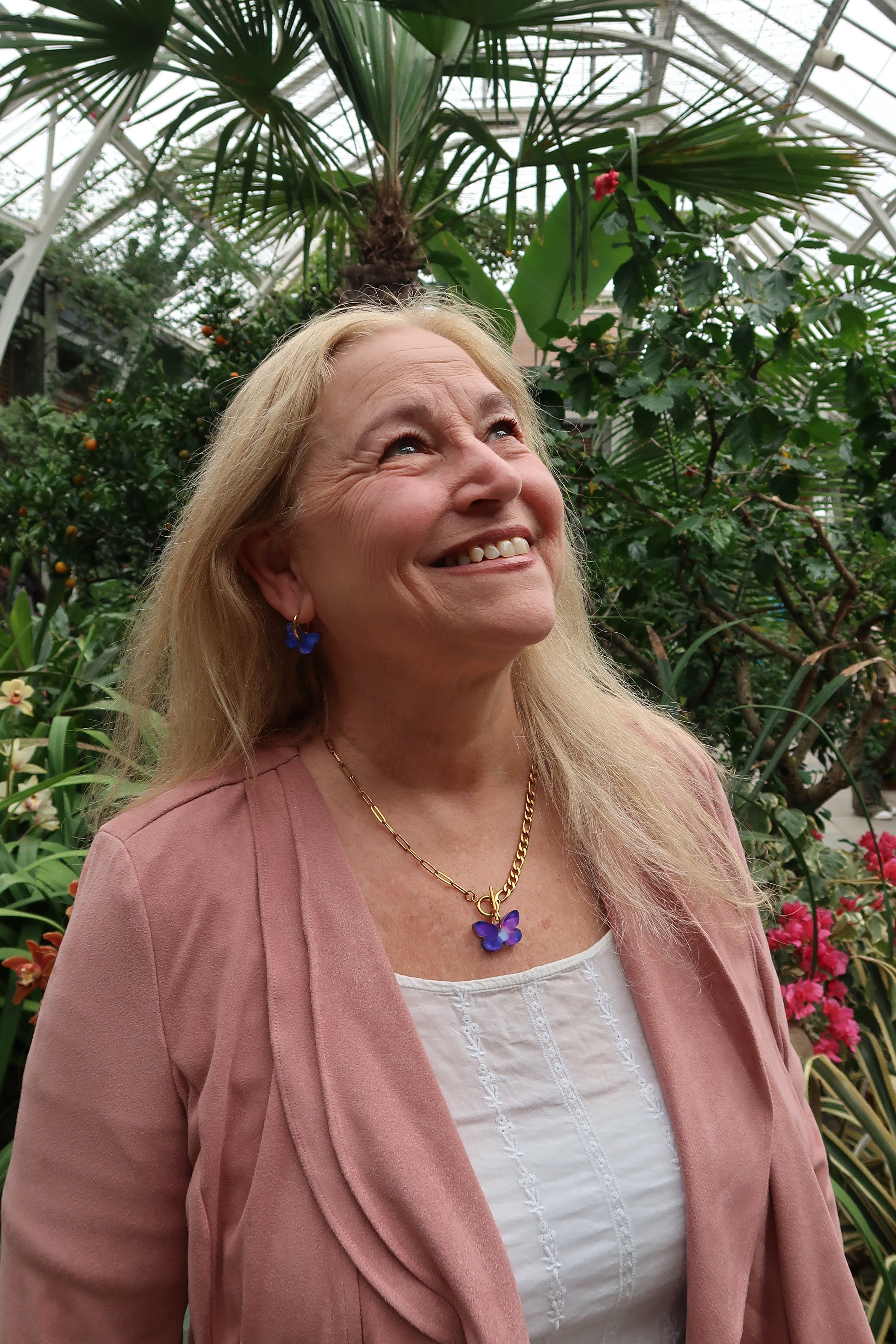 Purple Butterfly Charm Toggle Necklace