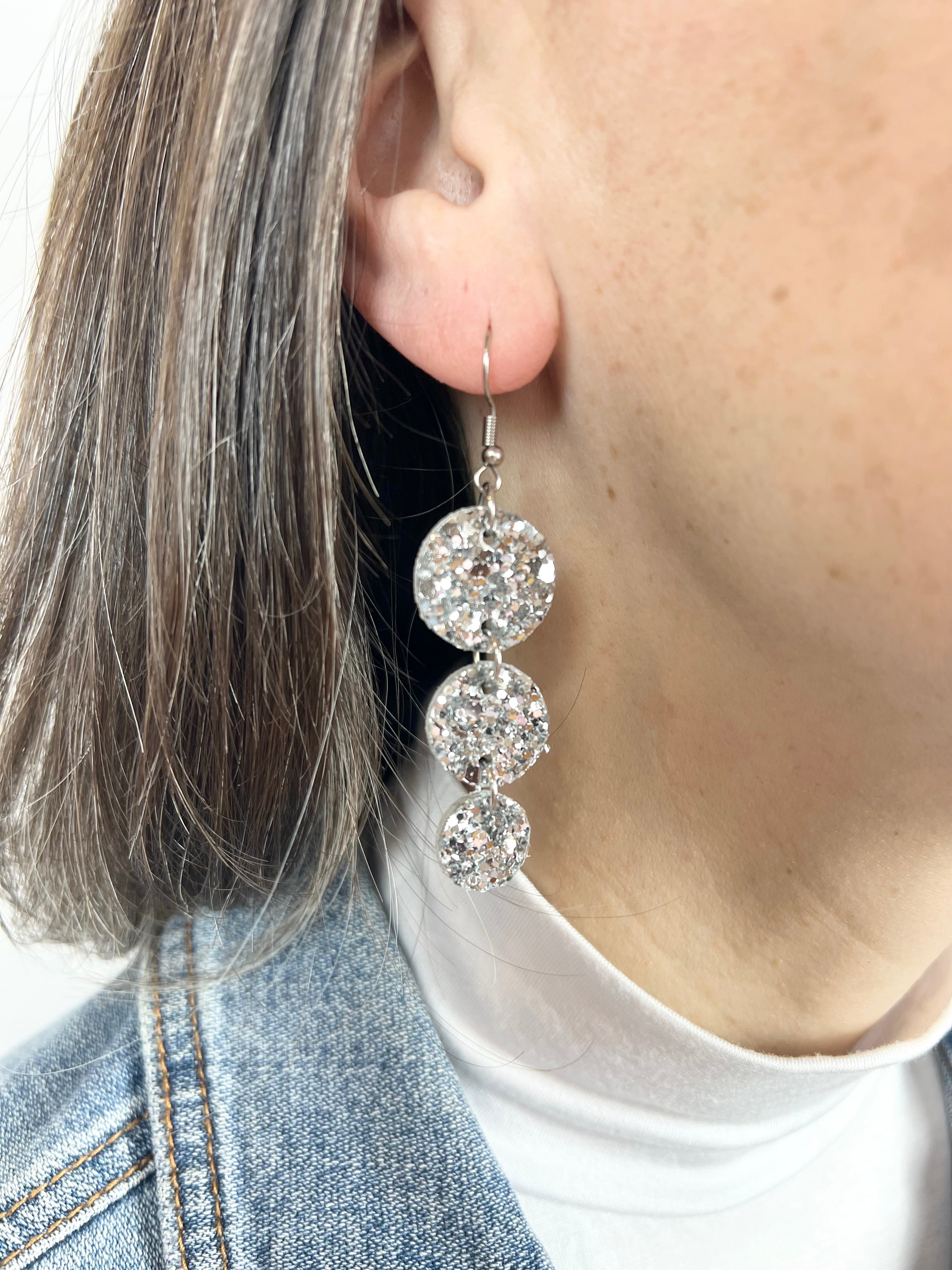 Silver Sparkle Trio Earrings