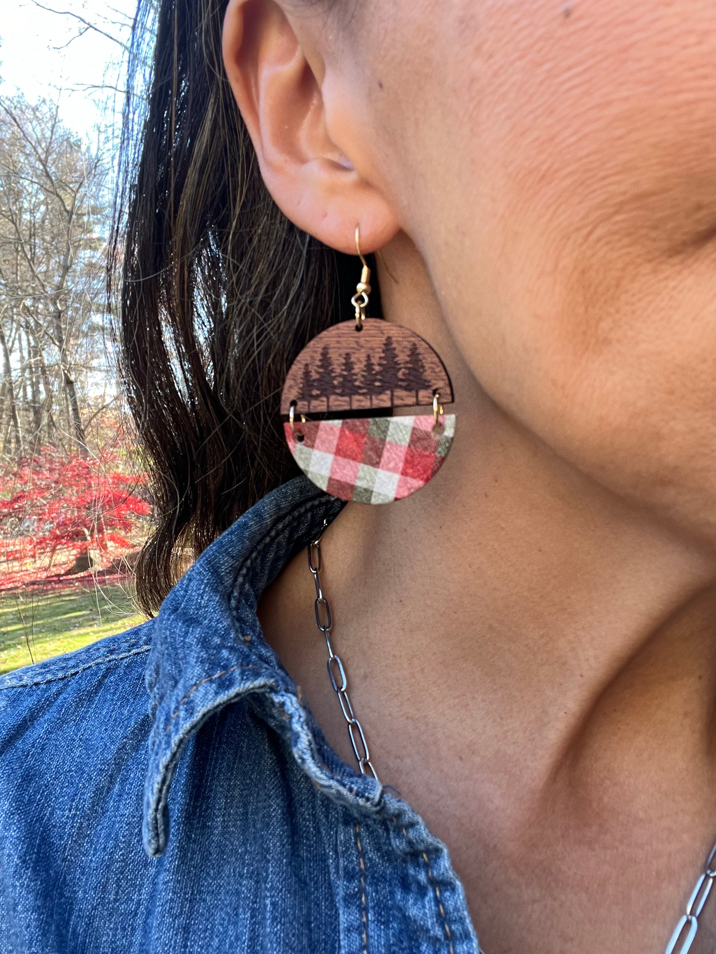 Winter Plaid Cork Earrings Collection