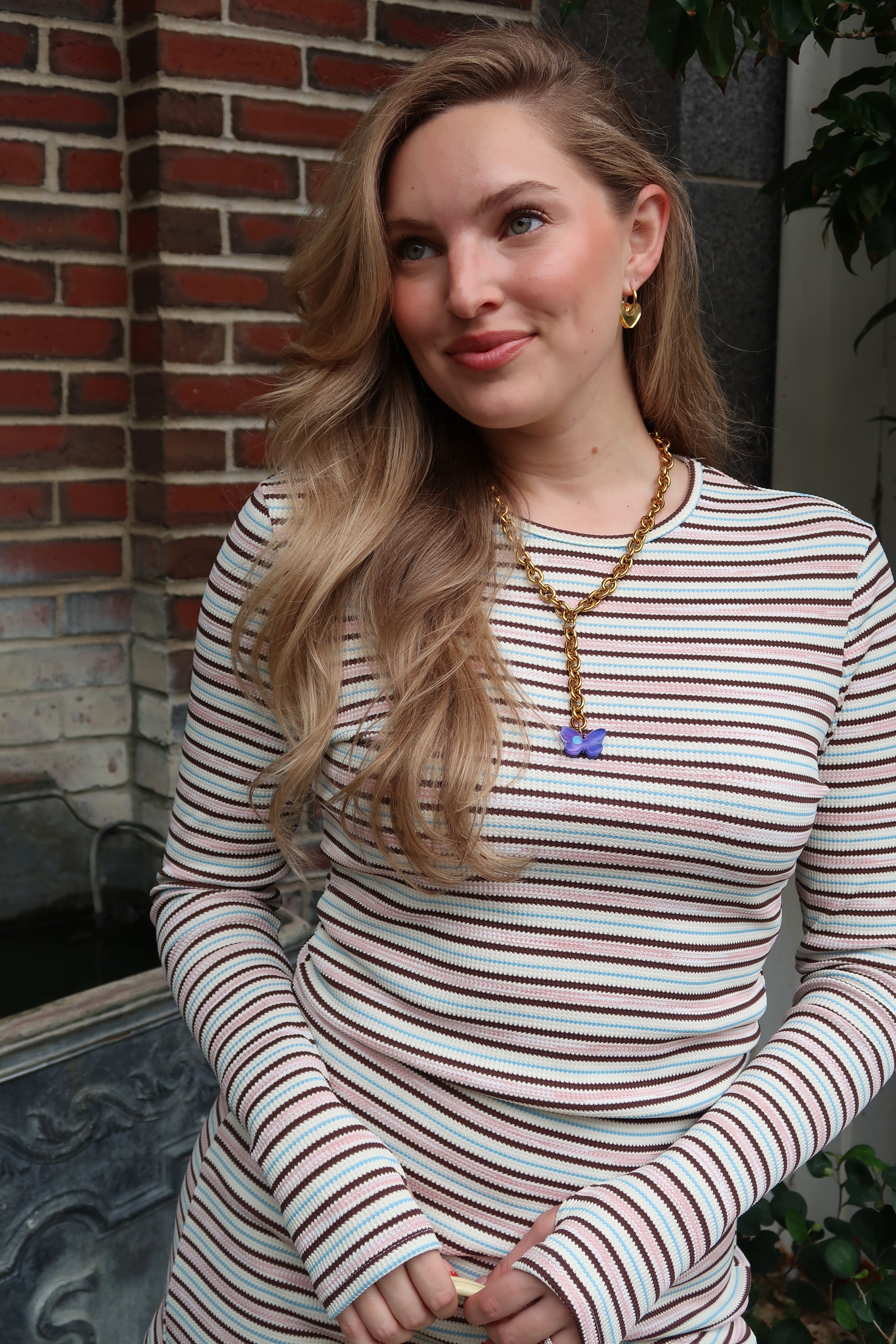 Purple Butterfly Charm Lariat Necklace