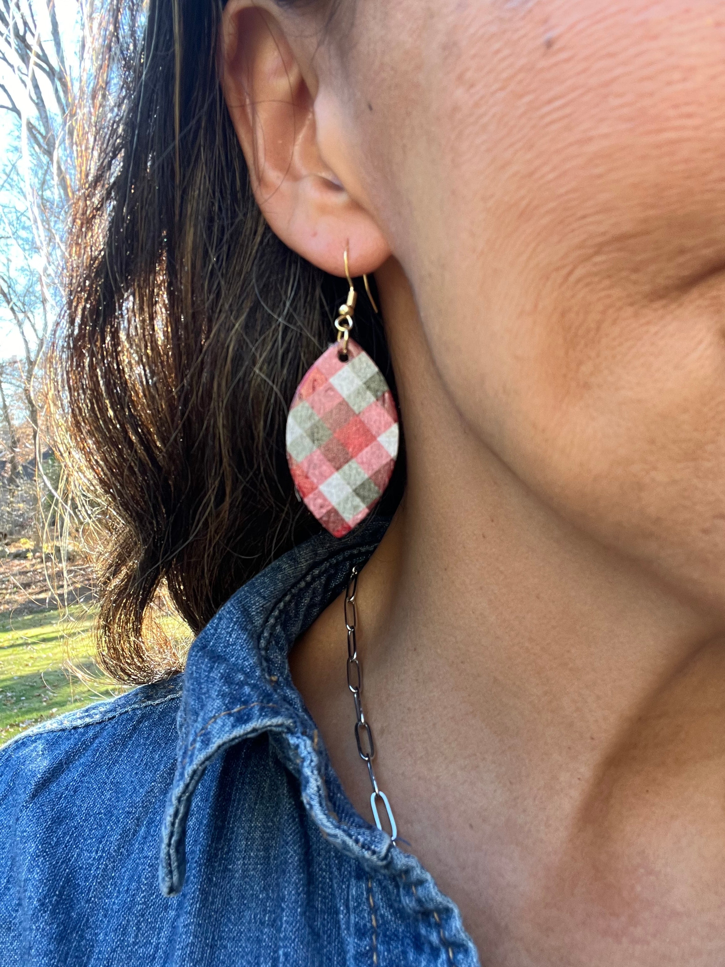 Winter Plaid Cork Earrings Collection