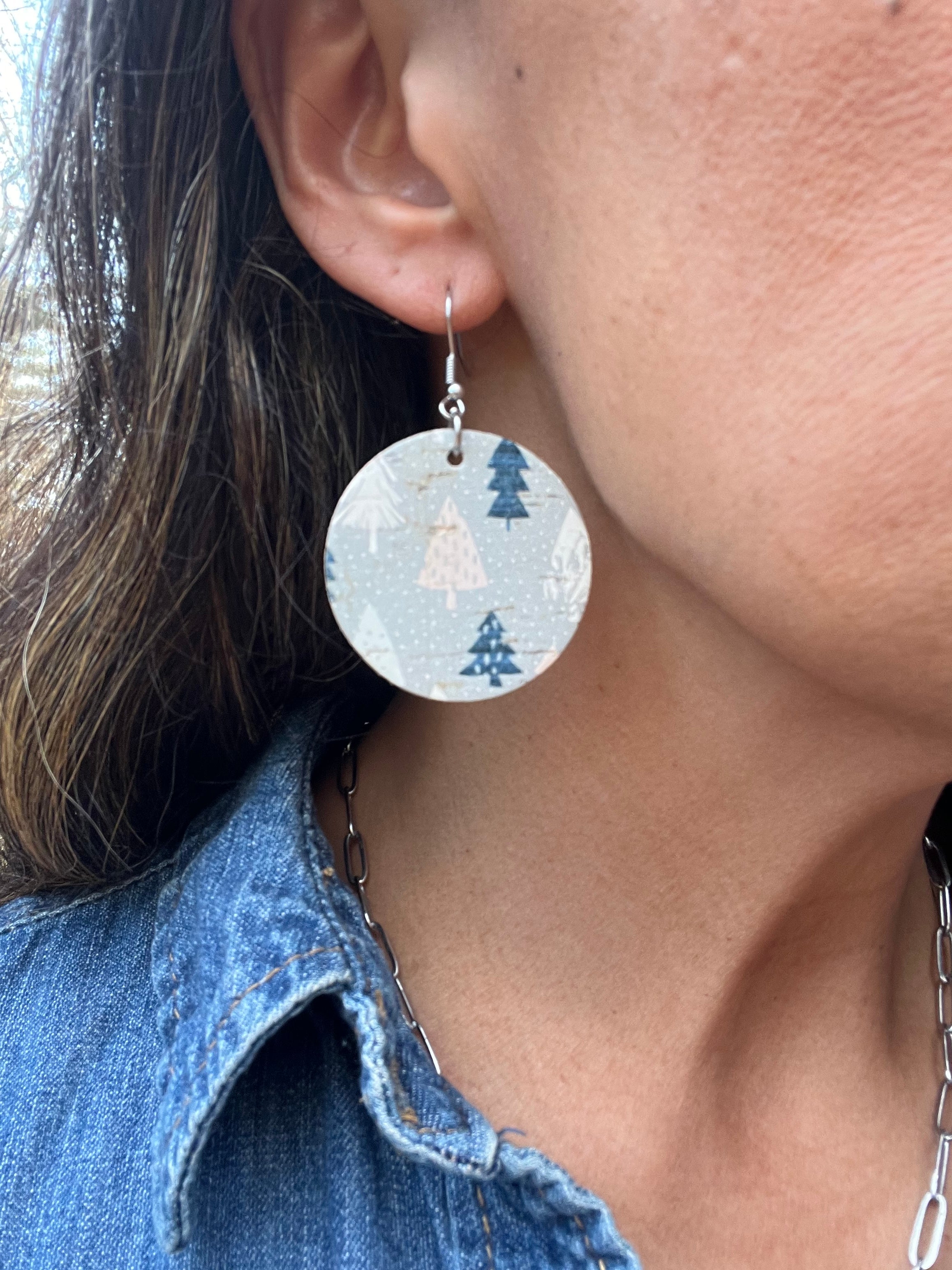 Winter Tree Cork Earrings Collection