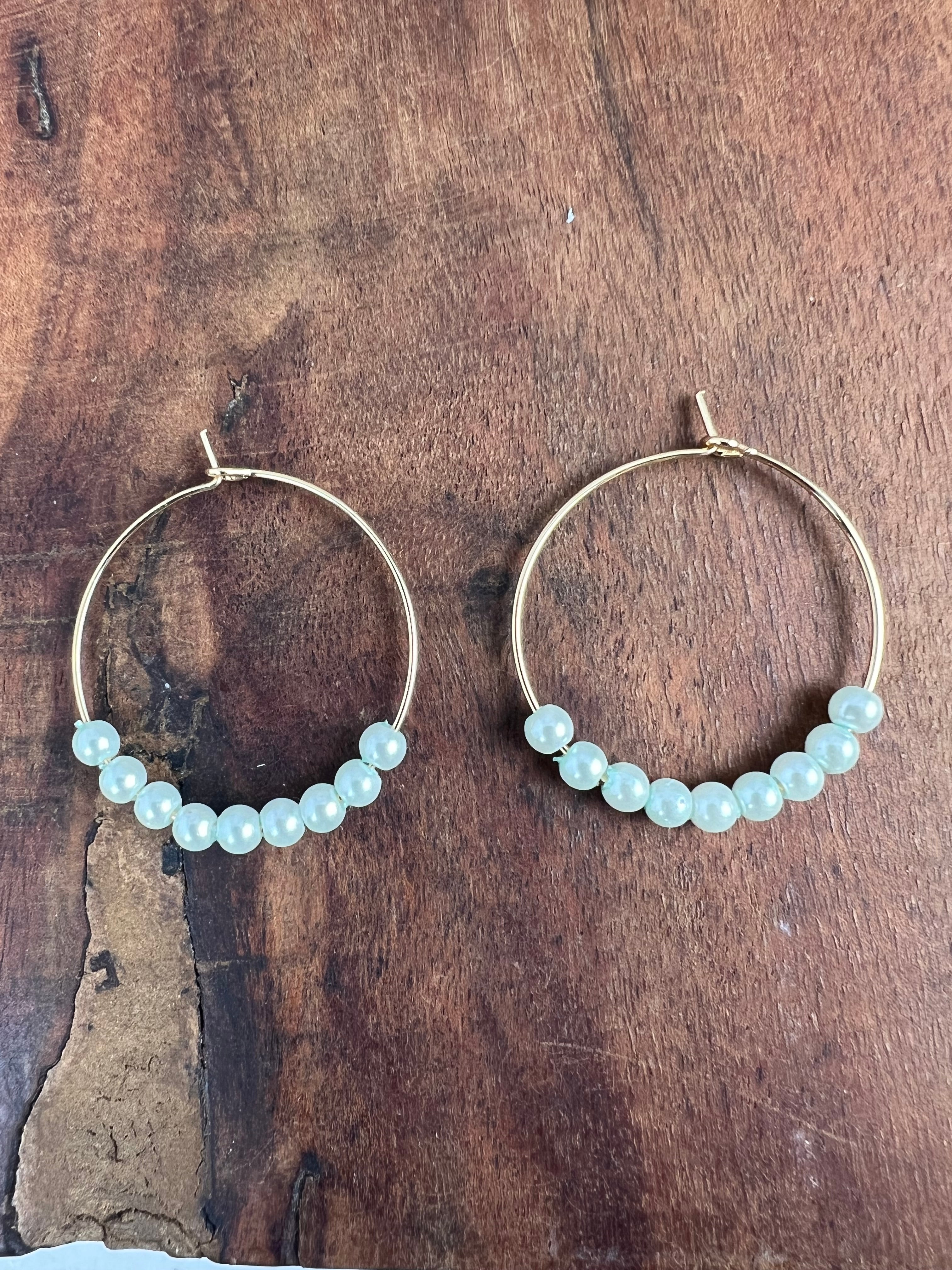 Upcycled Small Pearl Hoop Earrings