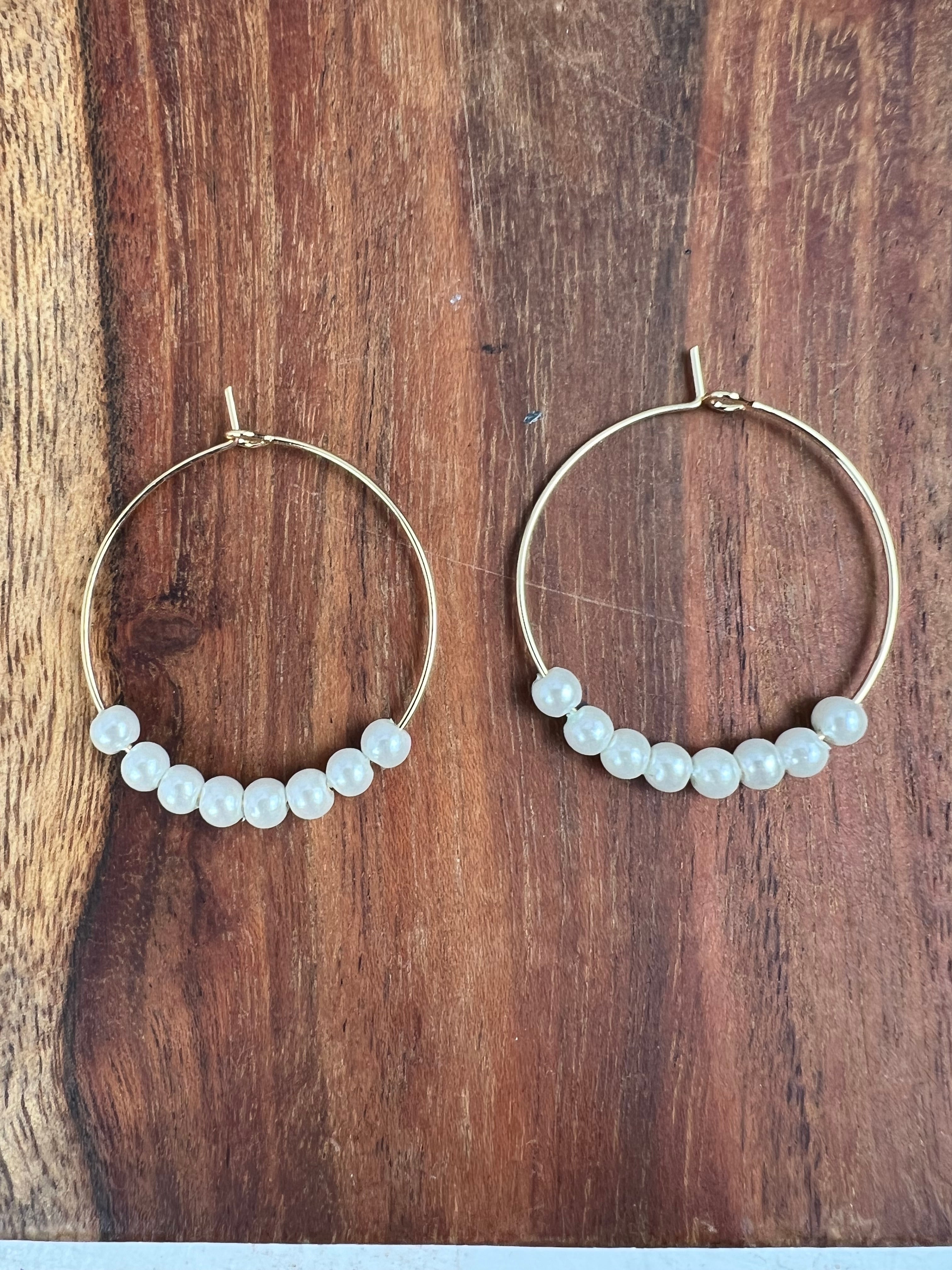 Upcycled Small Pearl Hoop Earrings