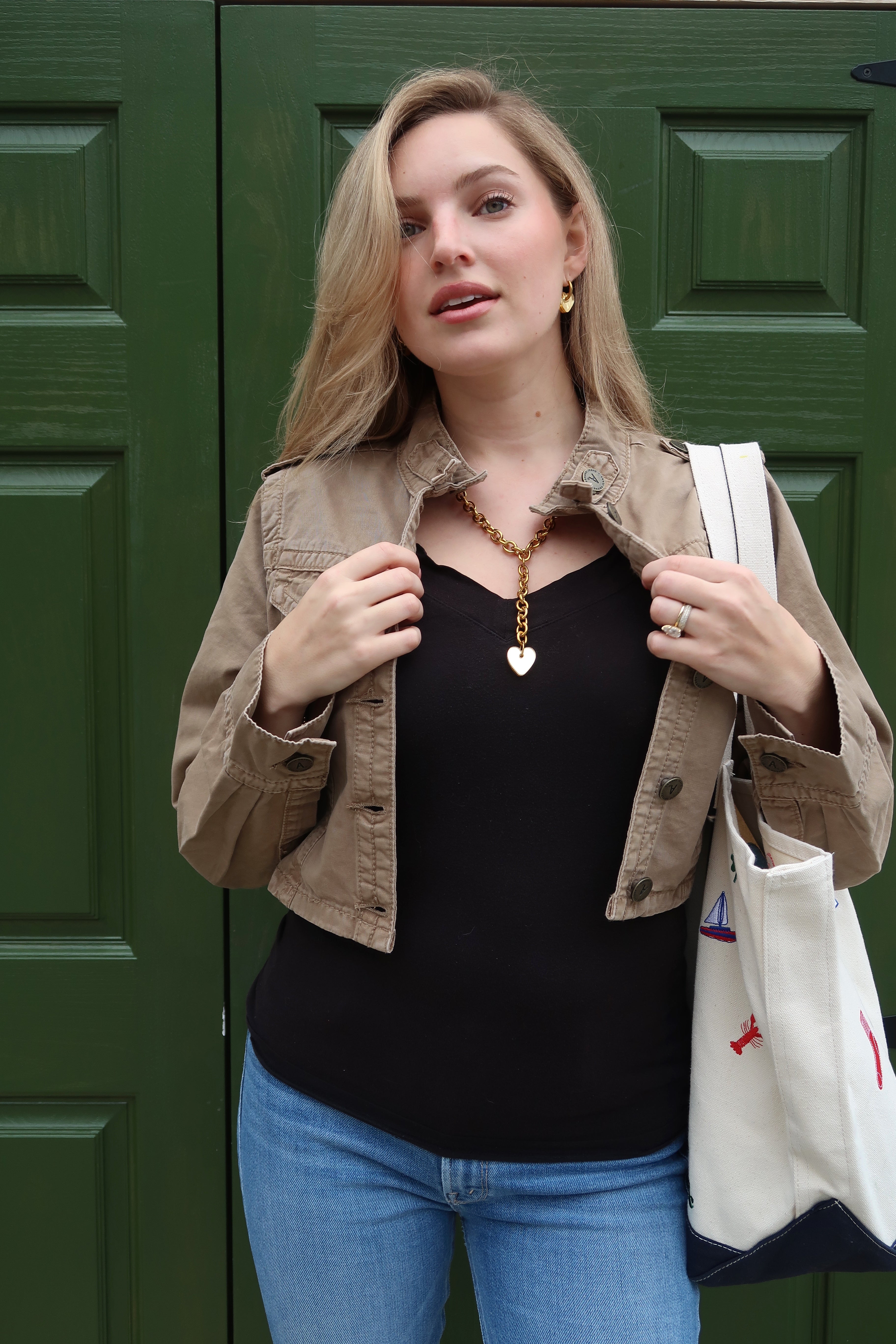 Gold Shimmer Heart Charm Lariat Necklace