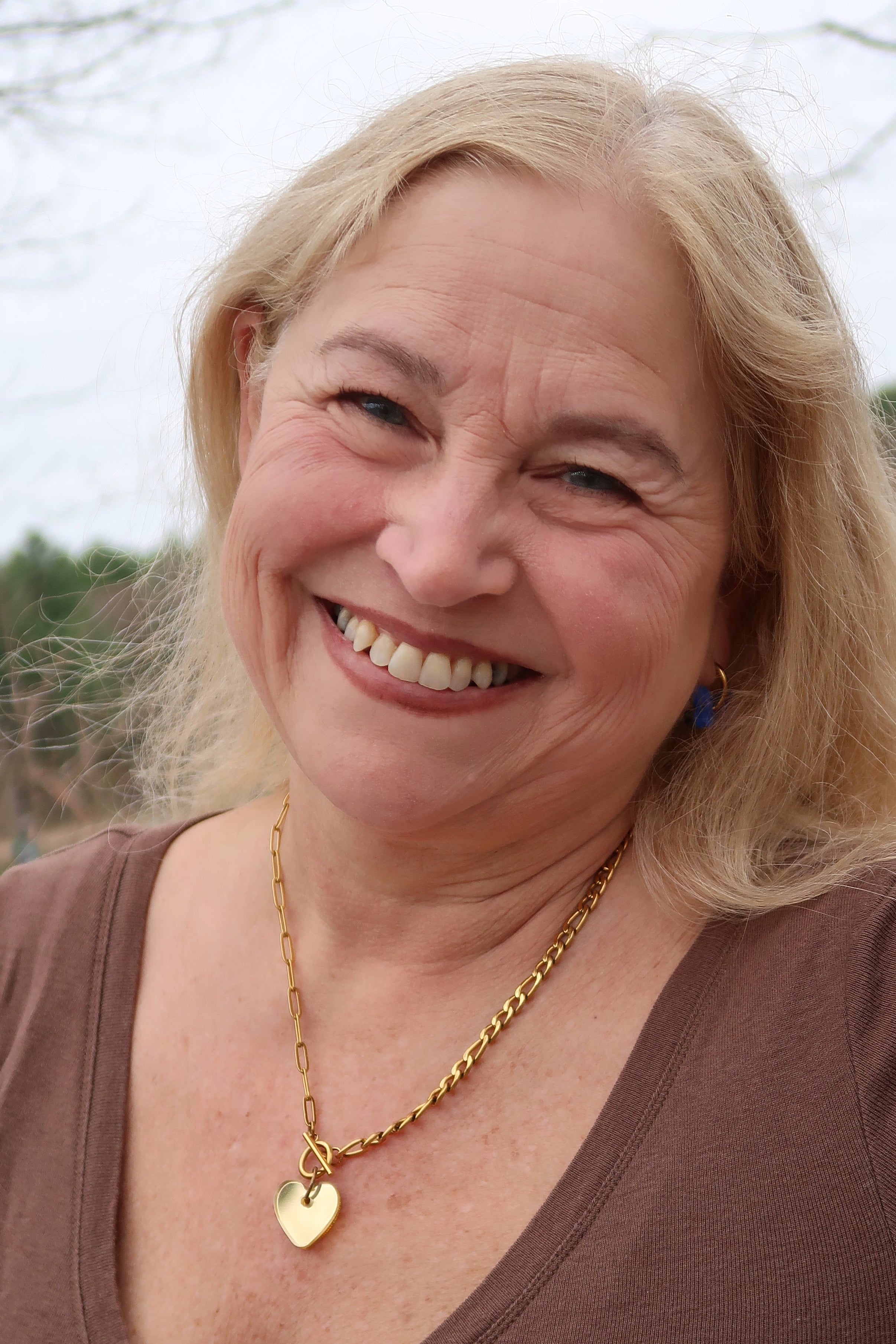 Gold Shimmer Heart Charm Toggle Necklace