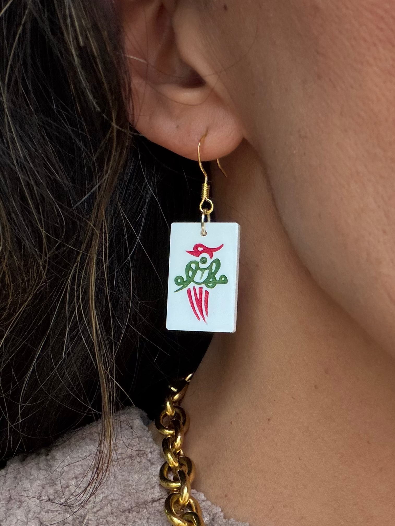 Mahjong Tile Earrings
