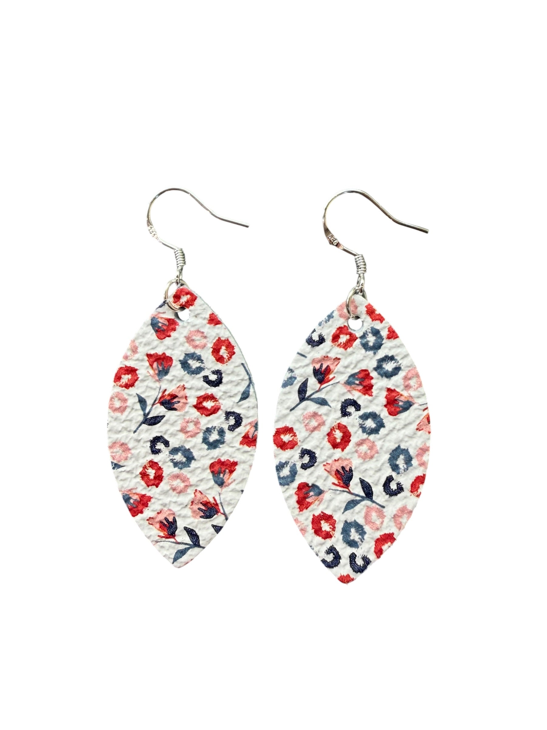 Soft Patriotic Floral Mini Leaf Earrings