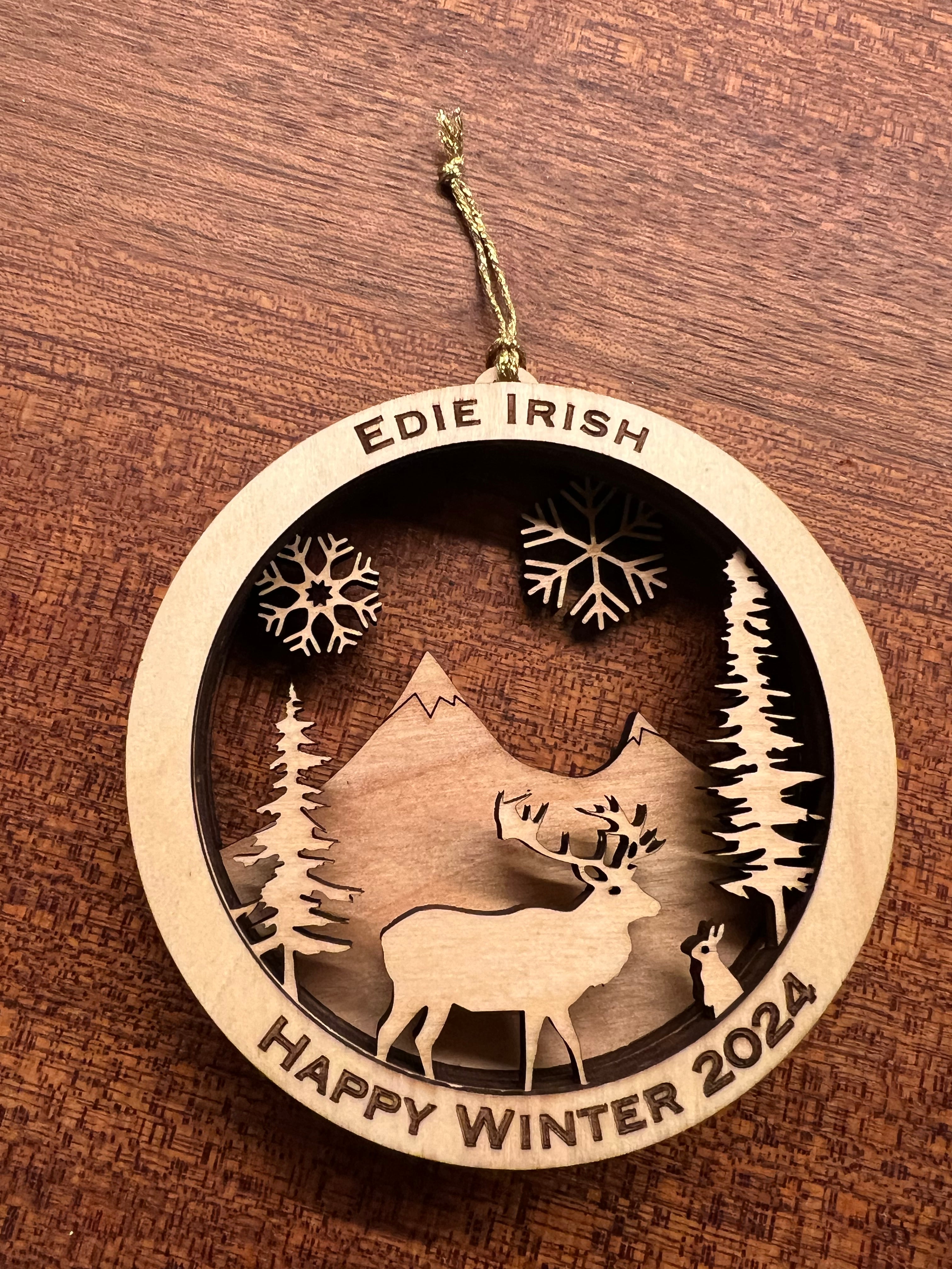 Personalized Wooden Winter Ornament 2024