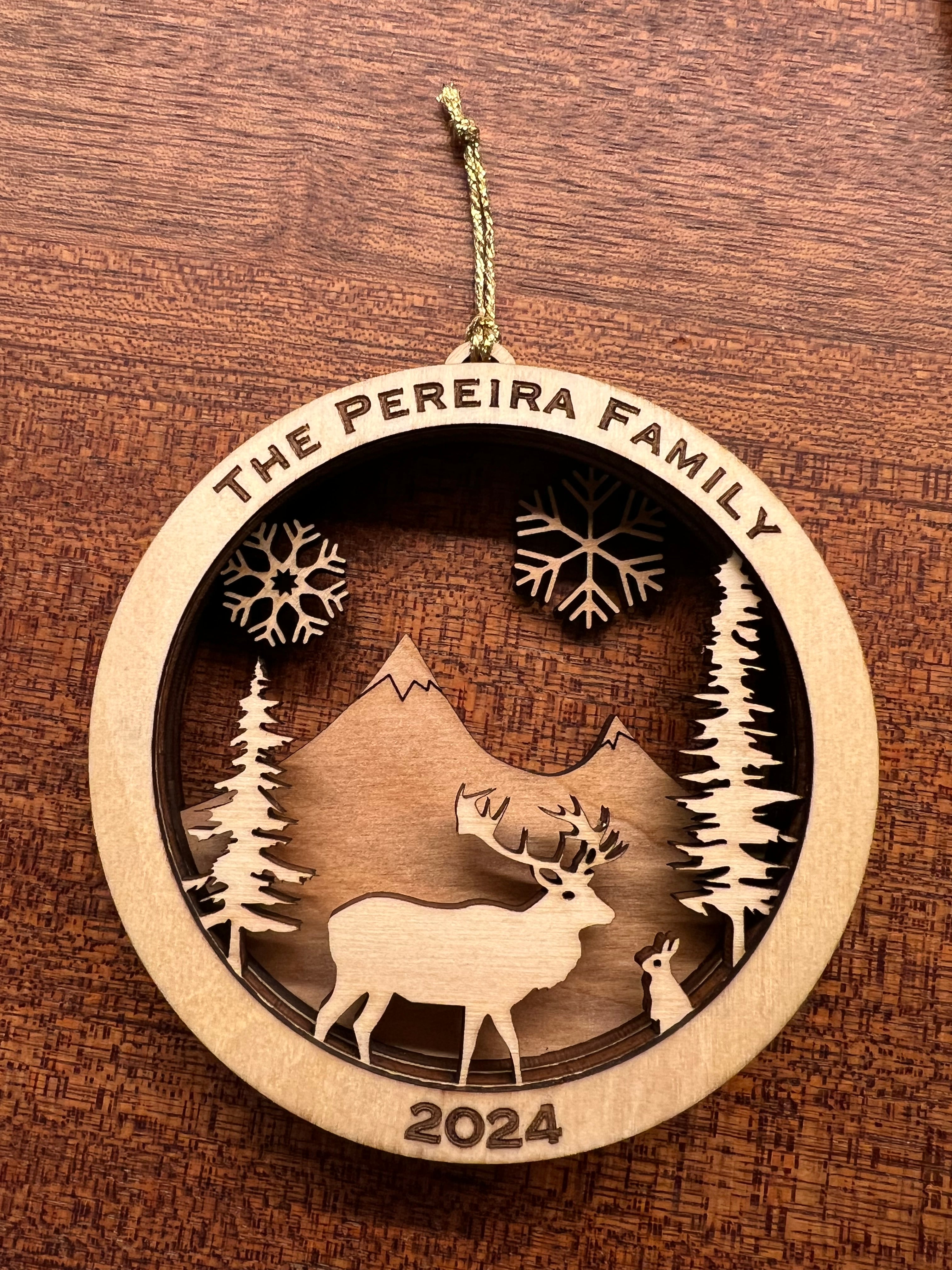 Personalized Wooden Winter Ornament 2024