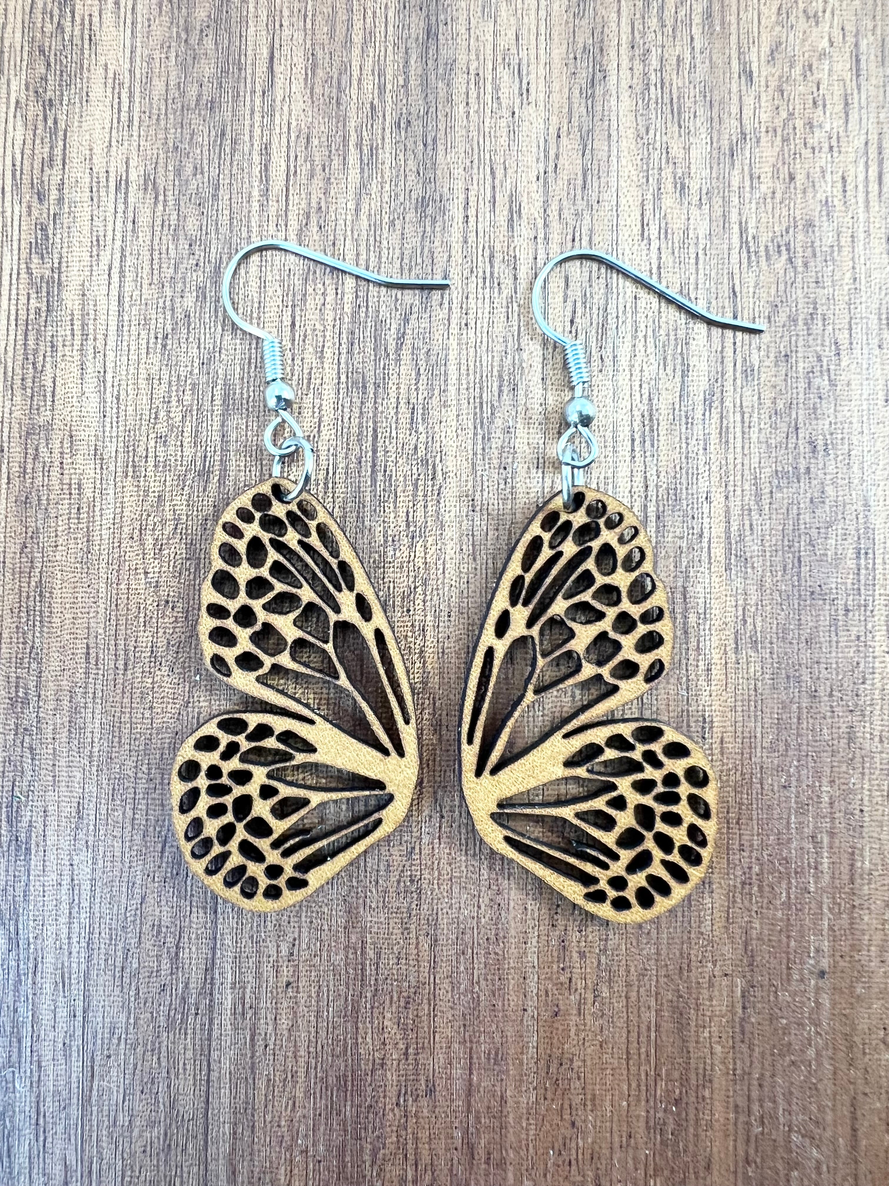 Mini Leather Butterfly Earrings