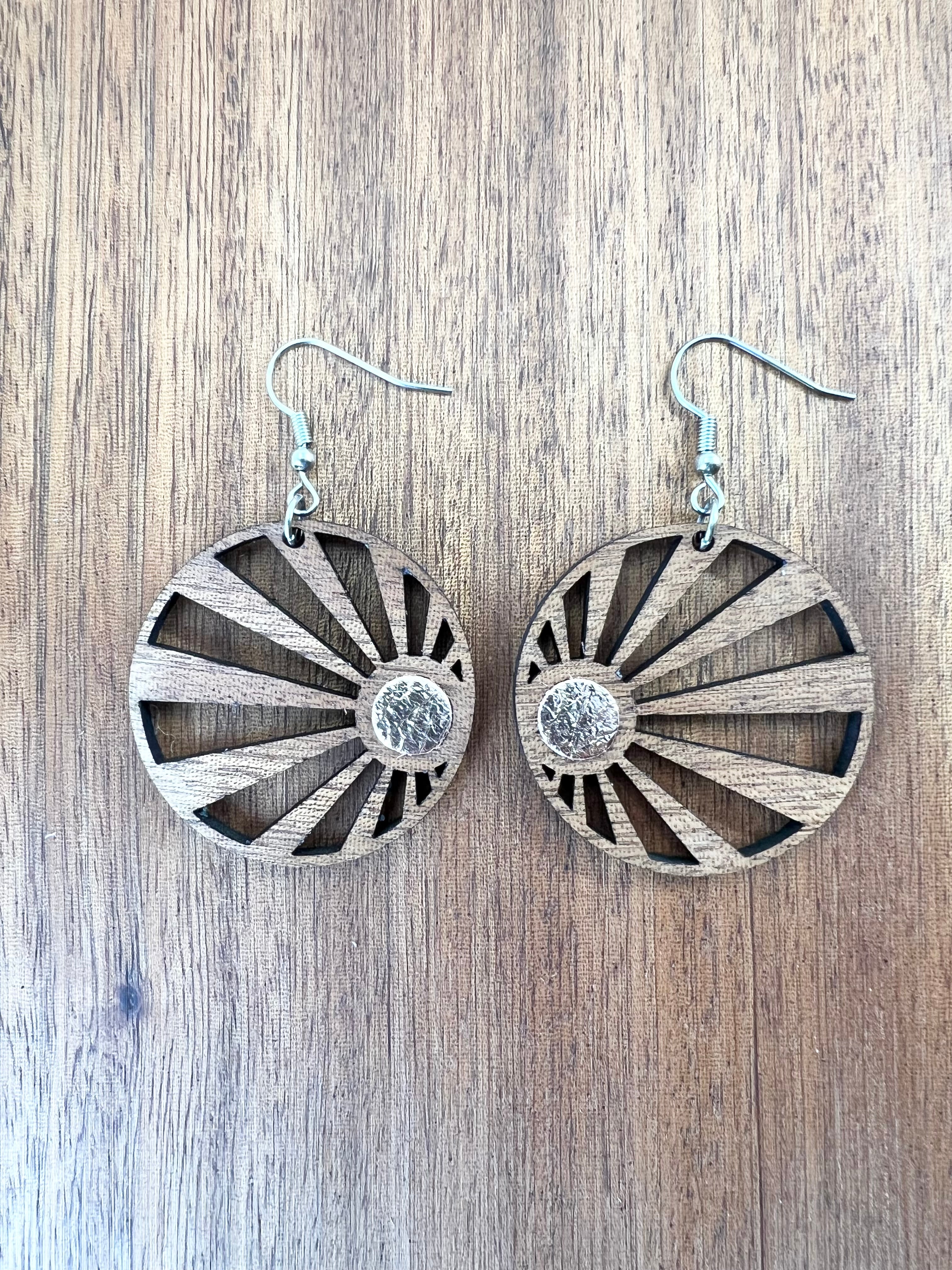 Wood Sun Earrings