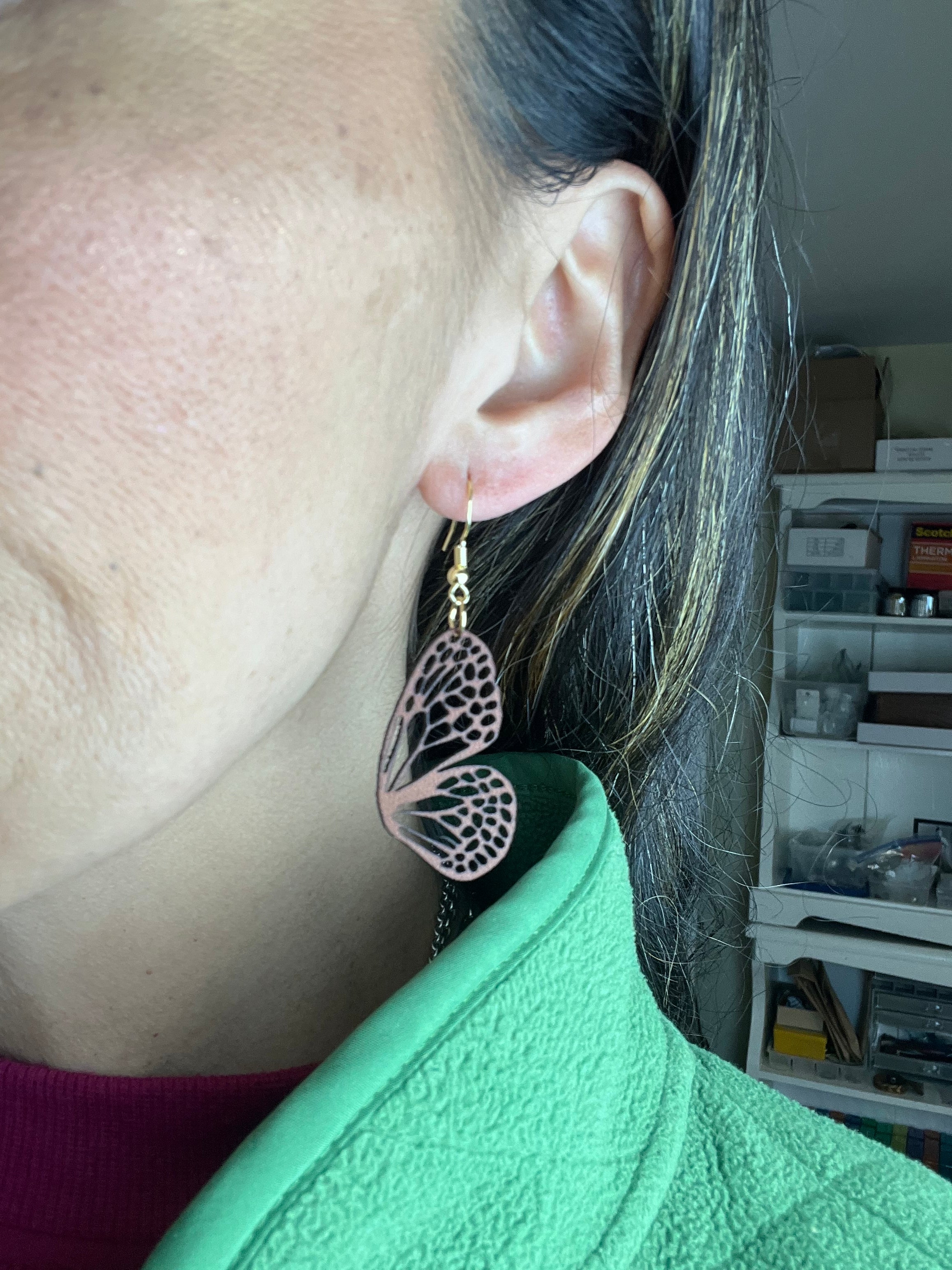 Mini Leather Butterfly Earrings