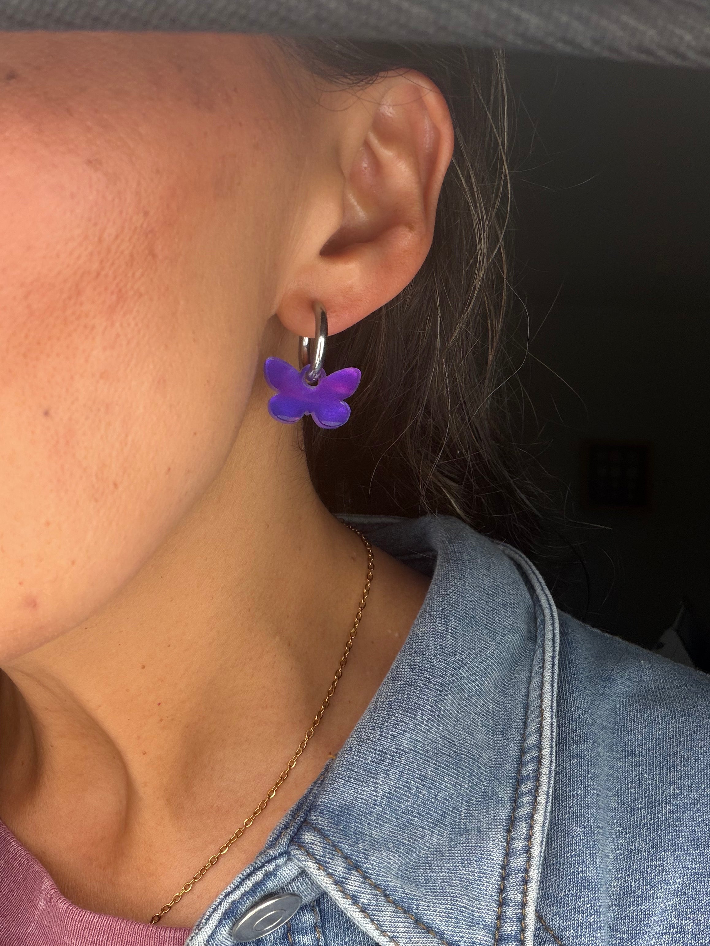 Butterfly Charm Hoop Earrings