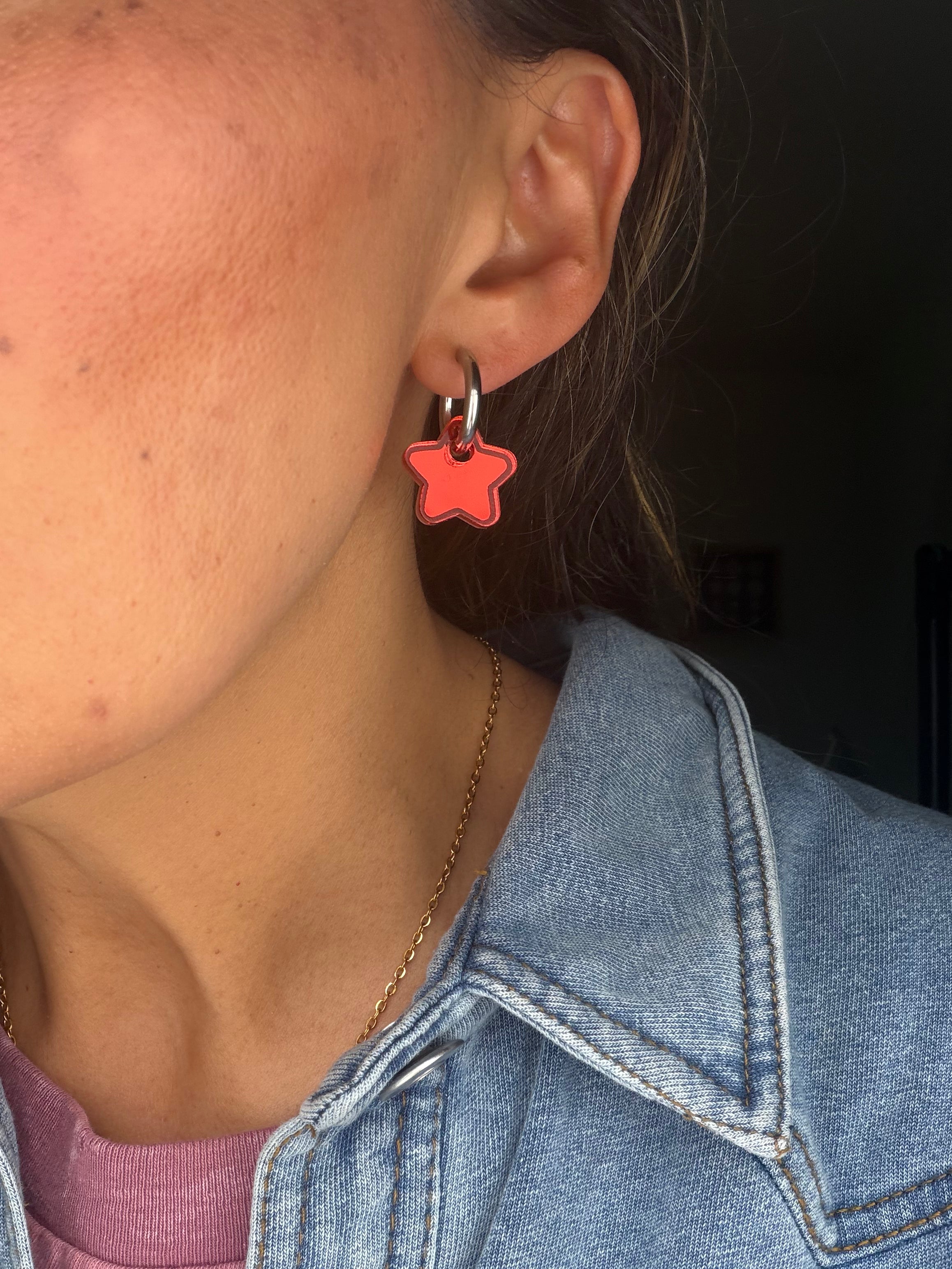 Star Charm Hoop Earrings