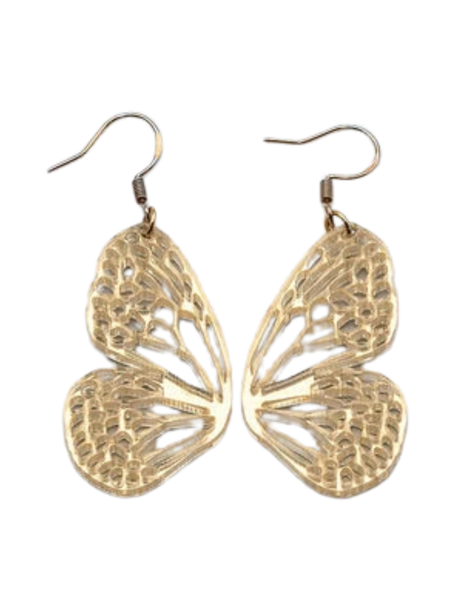 Large Gold Shimmer Butterfly Earrings
