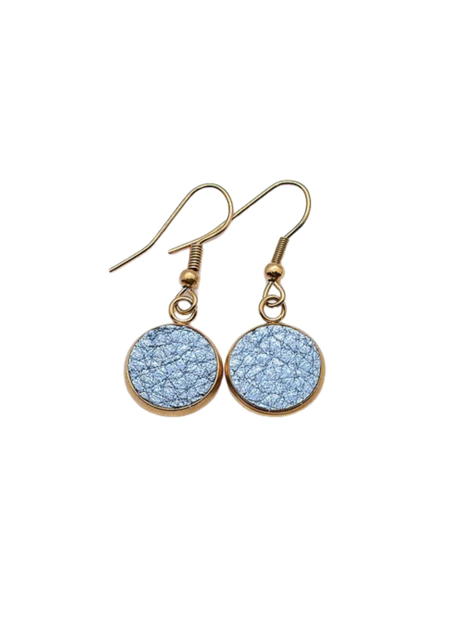 Light Blue Mini Lantern Earrings — 12 mm — Stainless Steel or Gold Plated