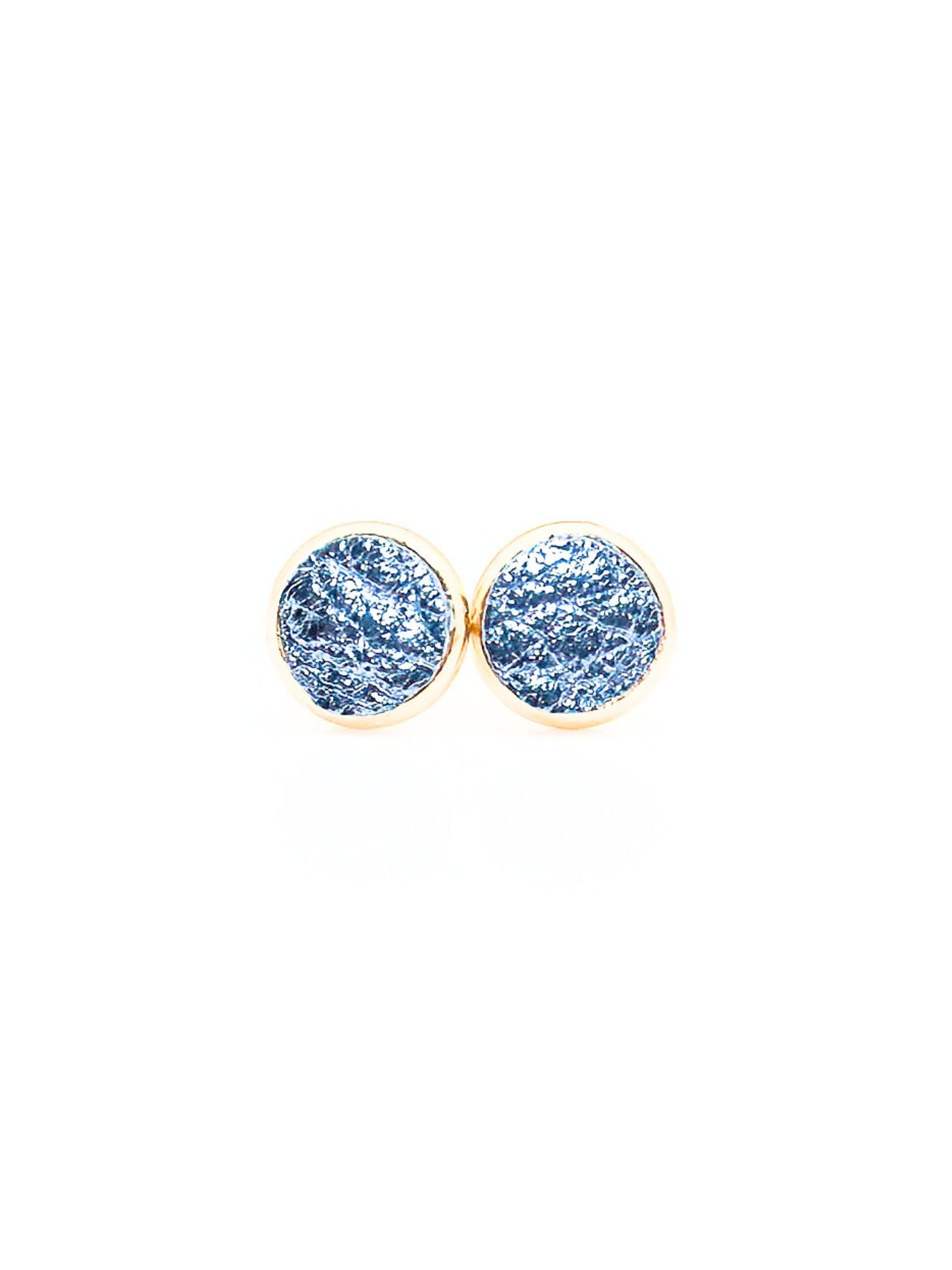 Light Blue Leather Stud Earrings