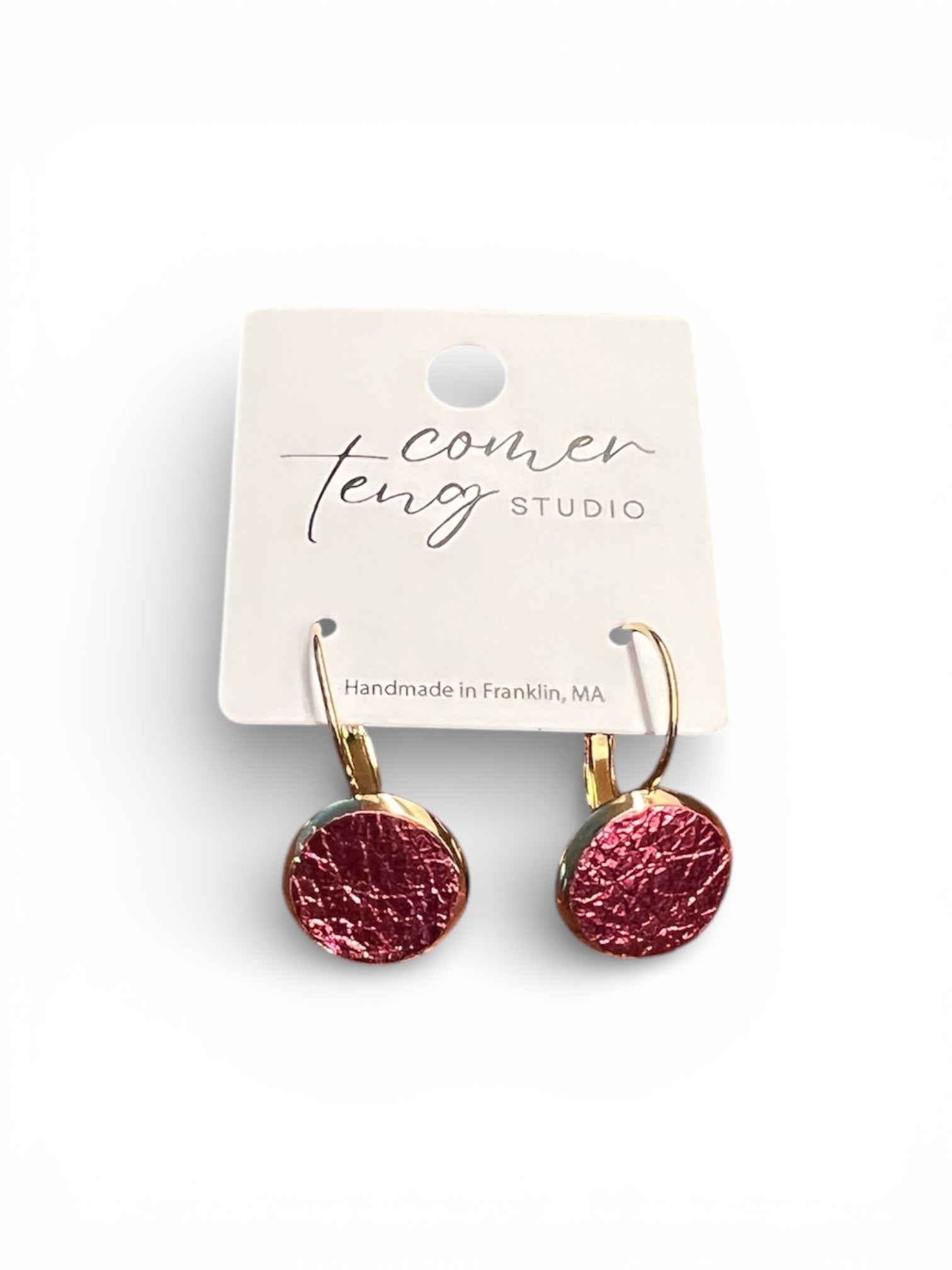 Metallic Pink Leverback Earrings — 12 mm — Stainless Steel or Gold Setting