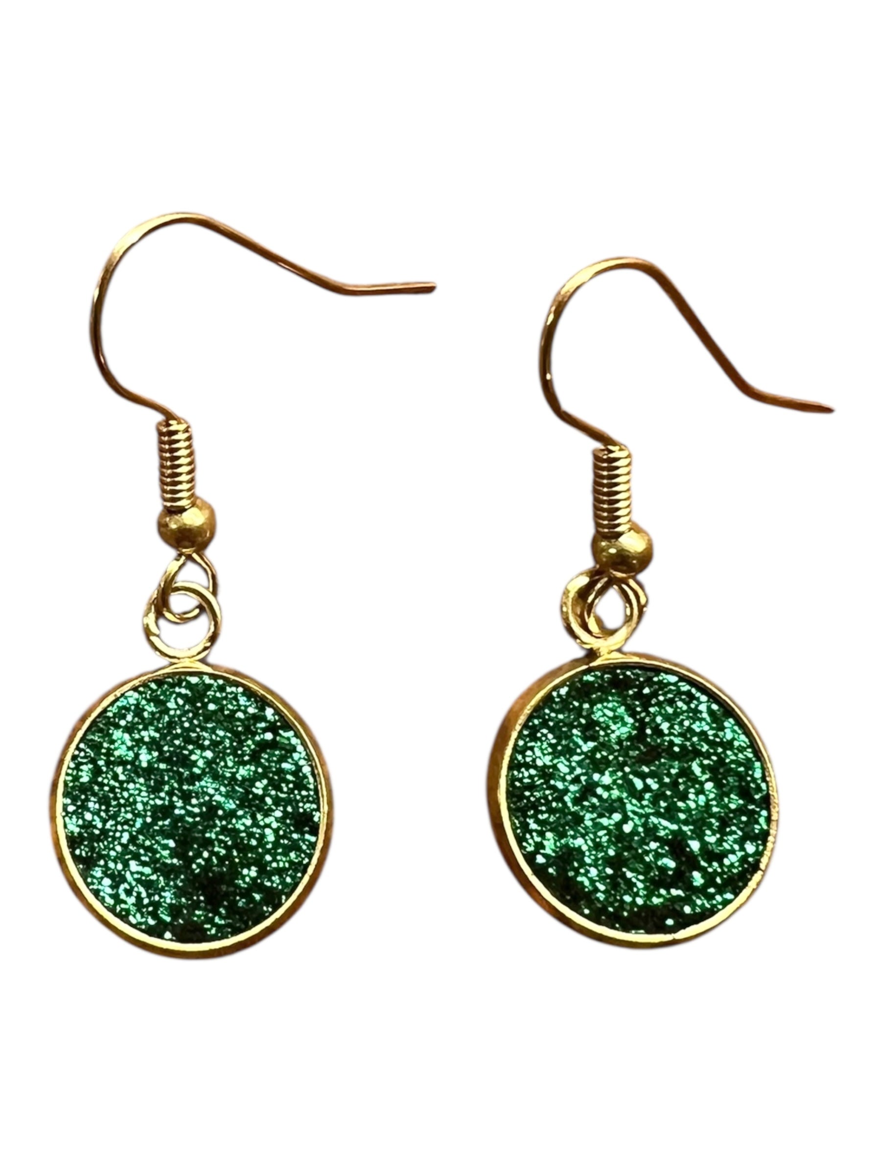 Green Shimmer Dot Earrings