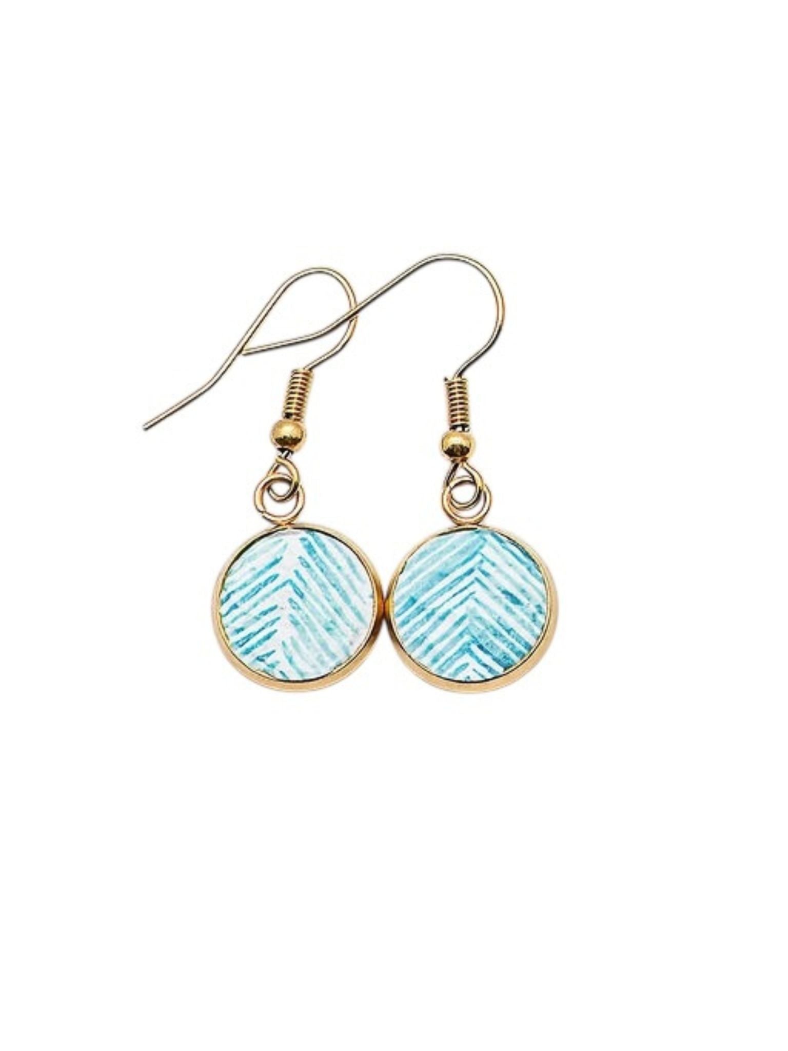 Ocean Chevron Mini Lantern Earrings — 12 mm — Stainless Steel or Gold Plated