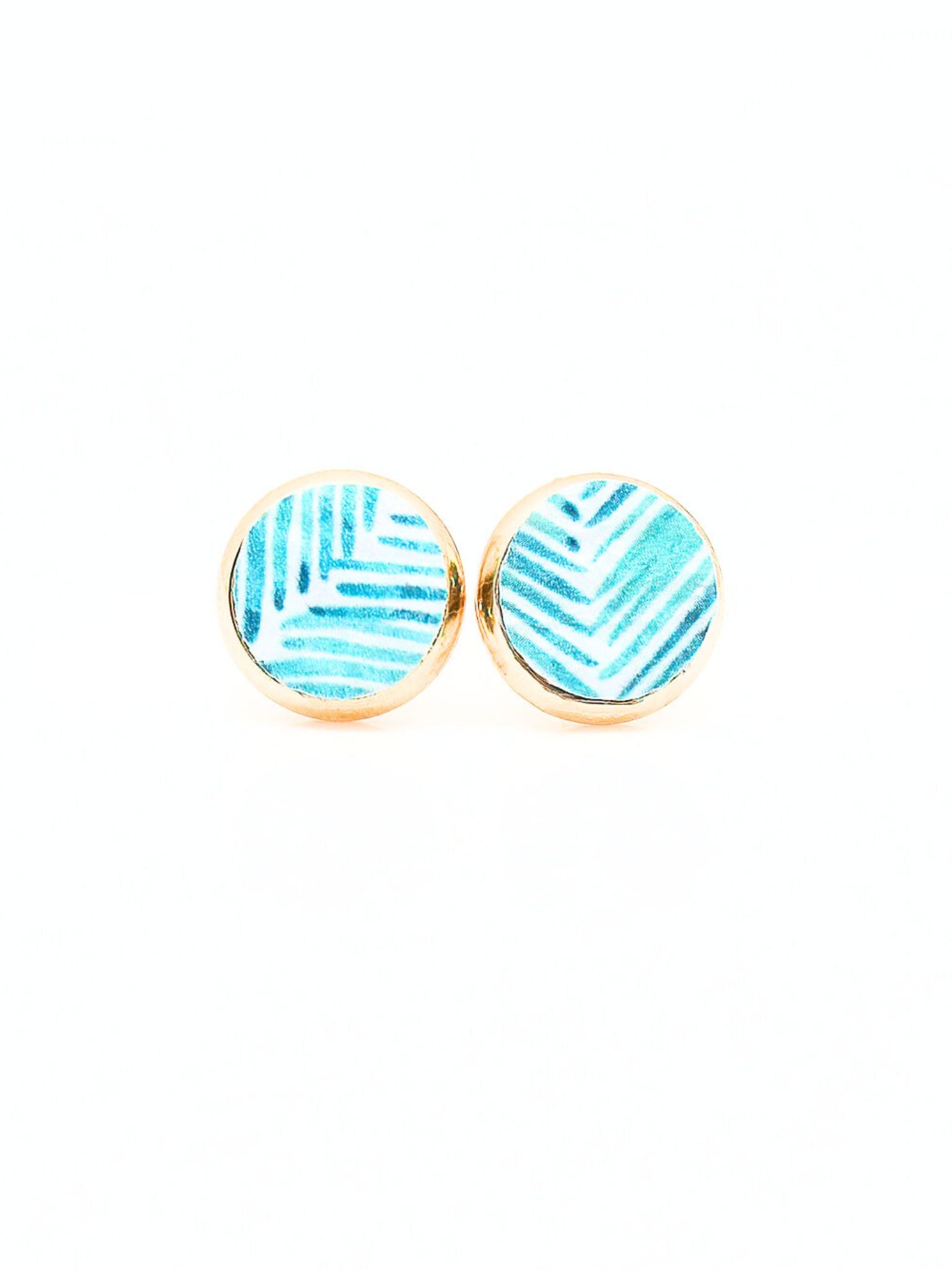 Ocean Chevron Leather Stud Earrings