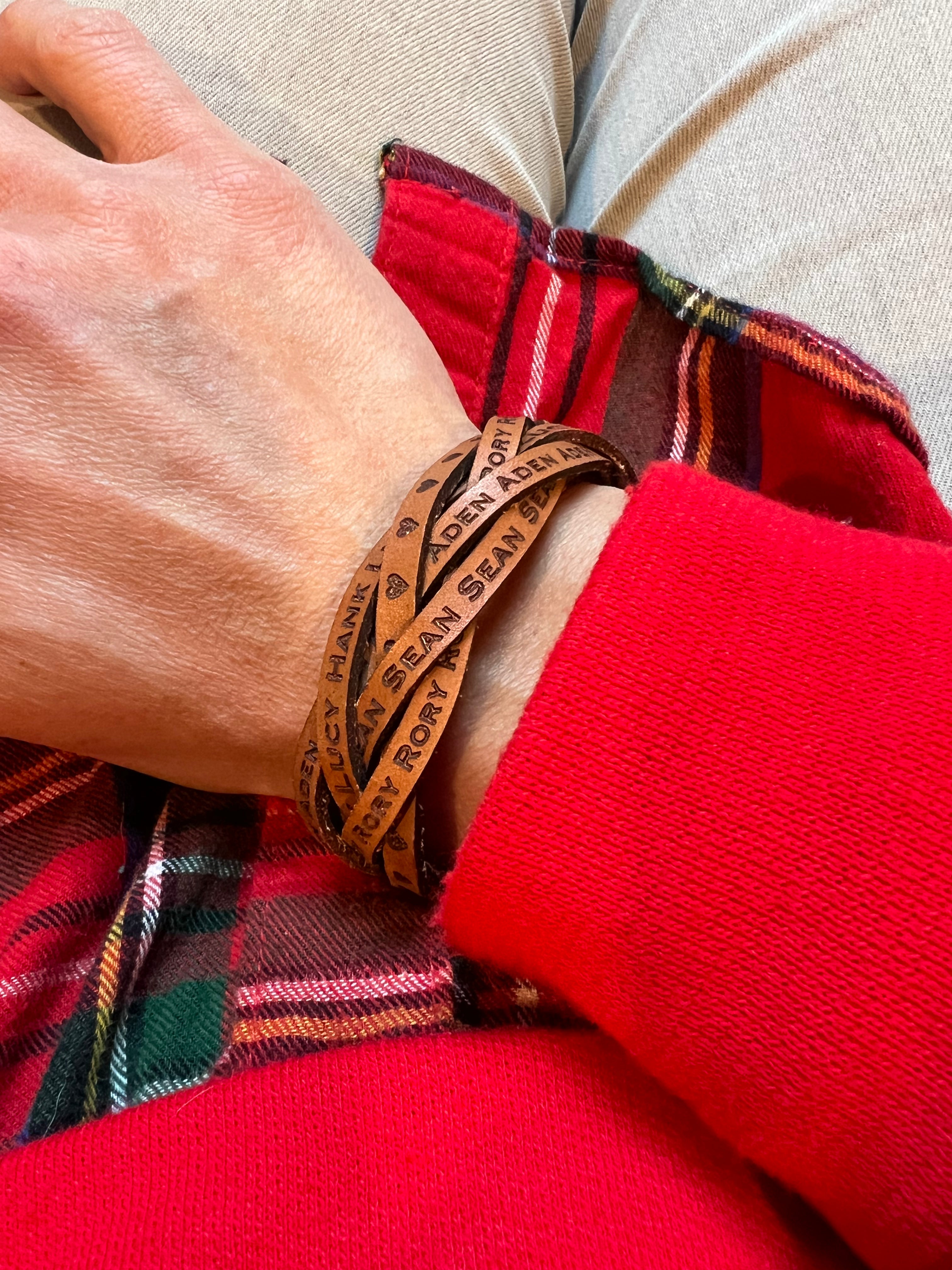 Personalized Braided Leather Cuff