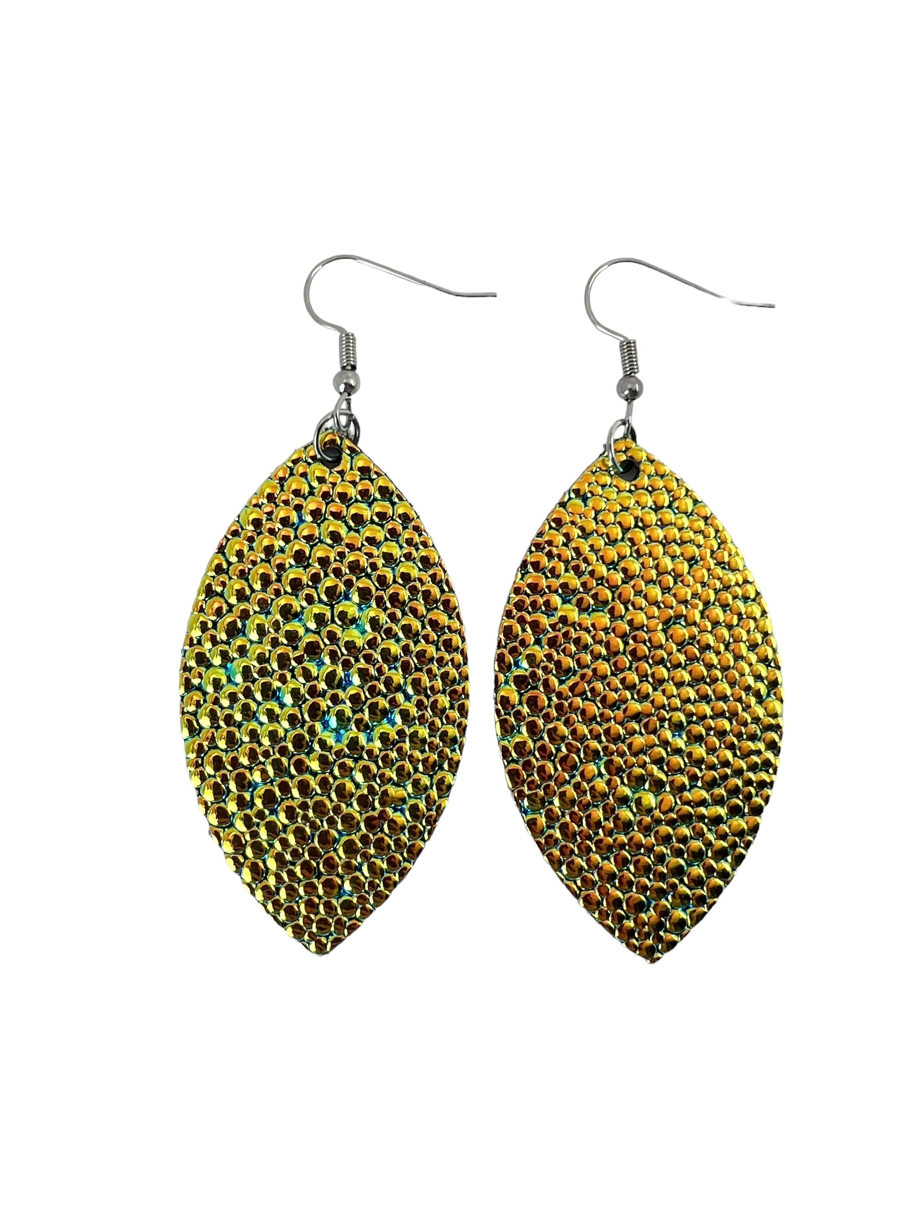 Green and Gold Bubble Leaf Earrings