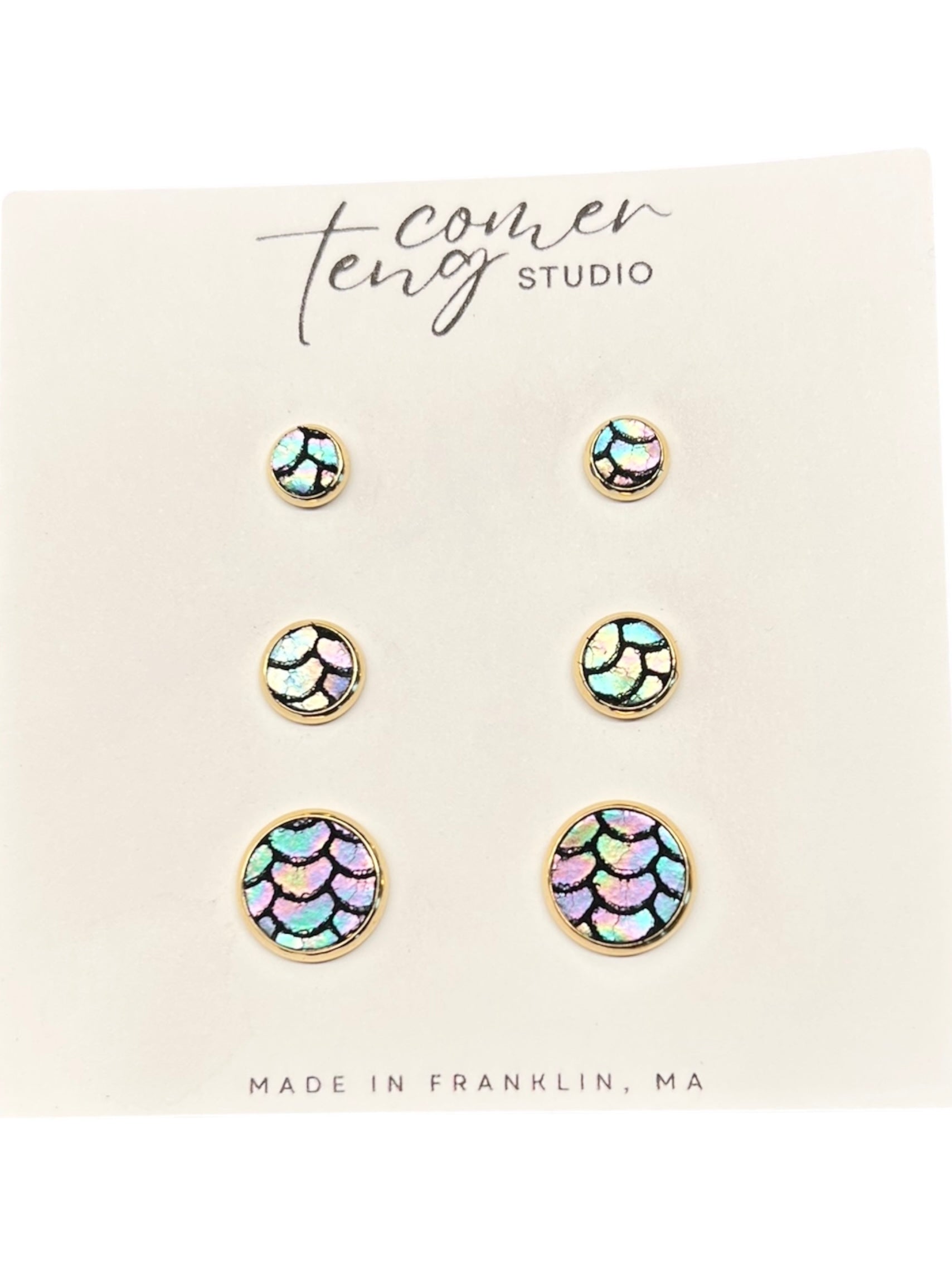 Mermaid Leather Stud Earrings