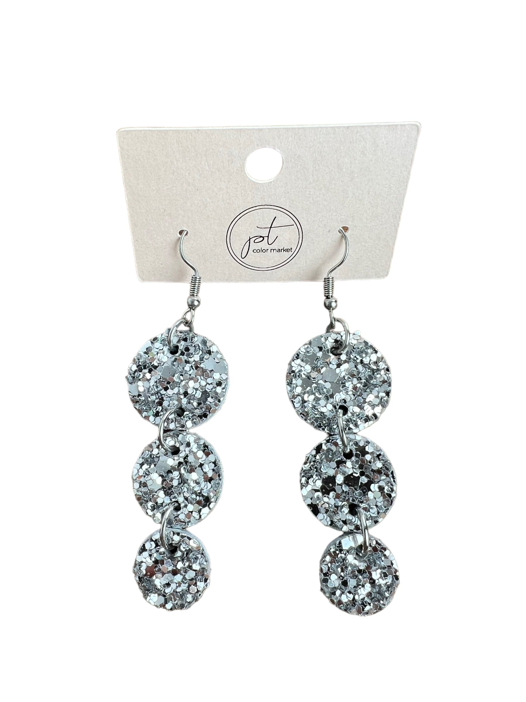 Silver Sparkle Trio Earrings