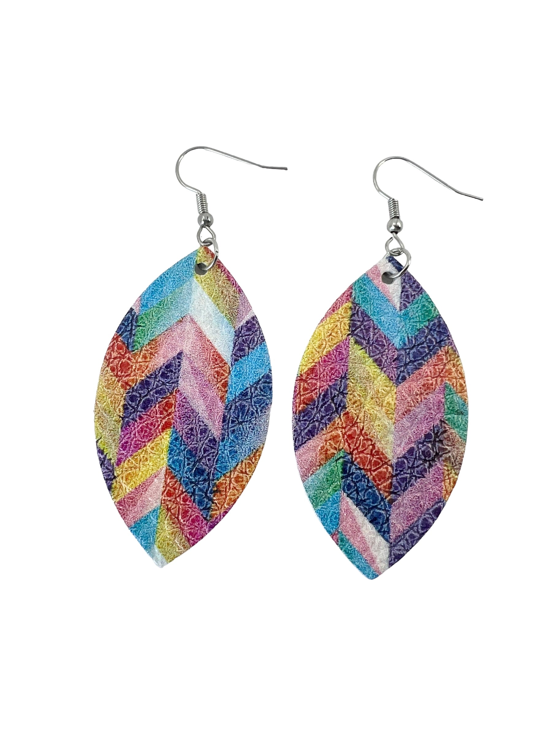 Rainbow Chevron Leaf Earrings