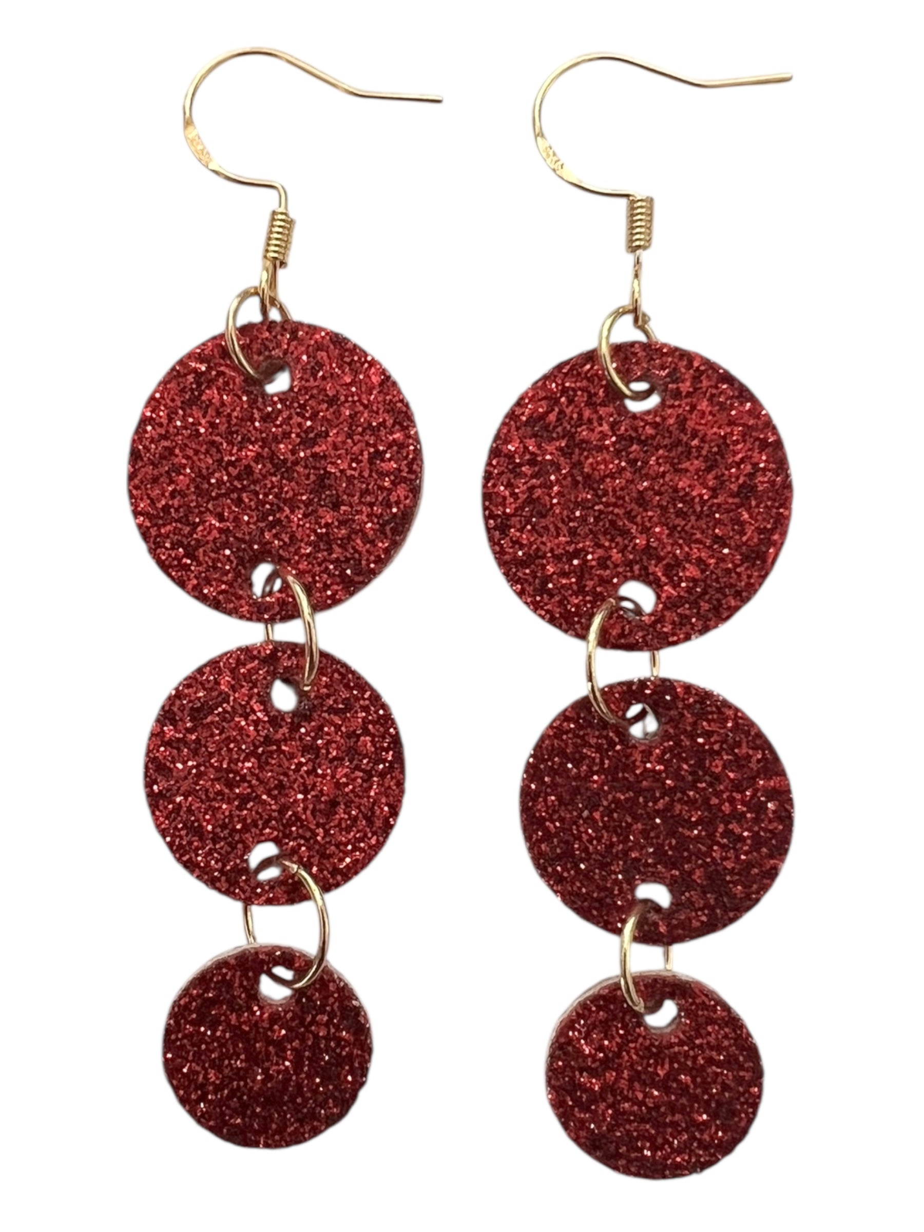 Red Shimmer Trio Earrings