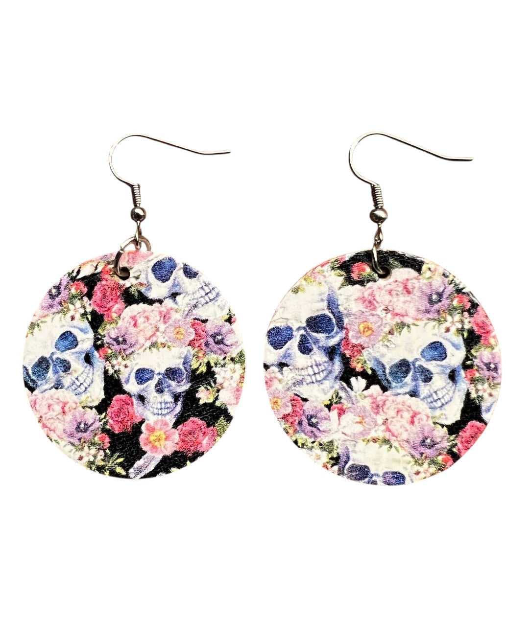 Skull and Flower Cork Confetti Dot Earrings
