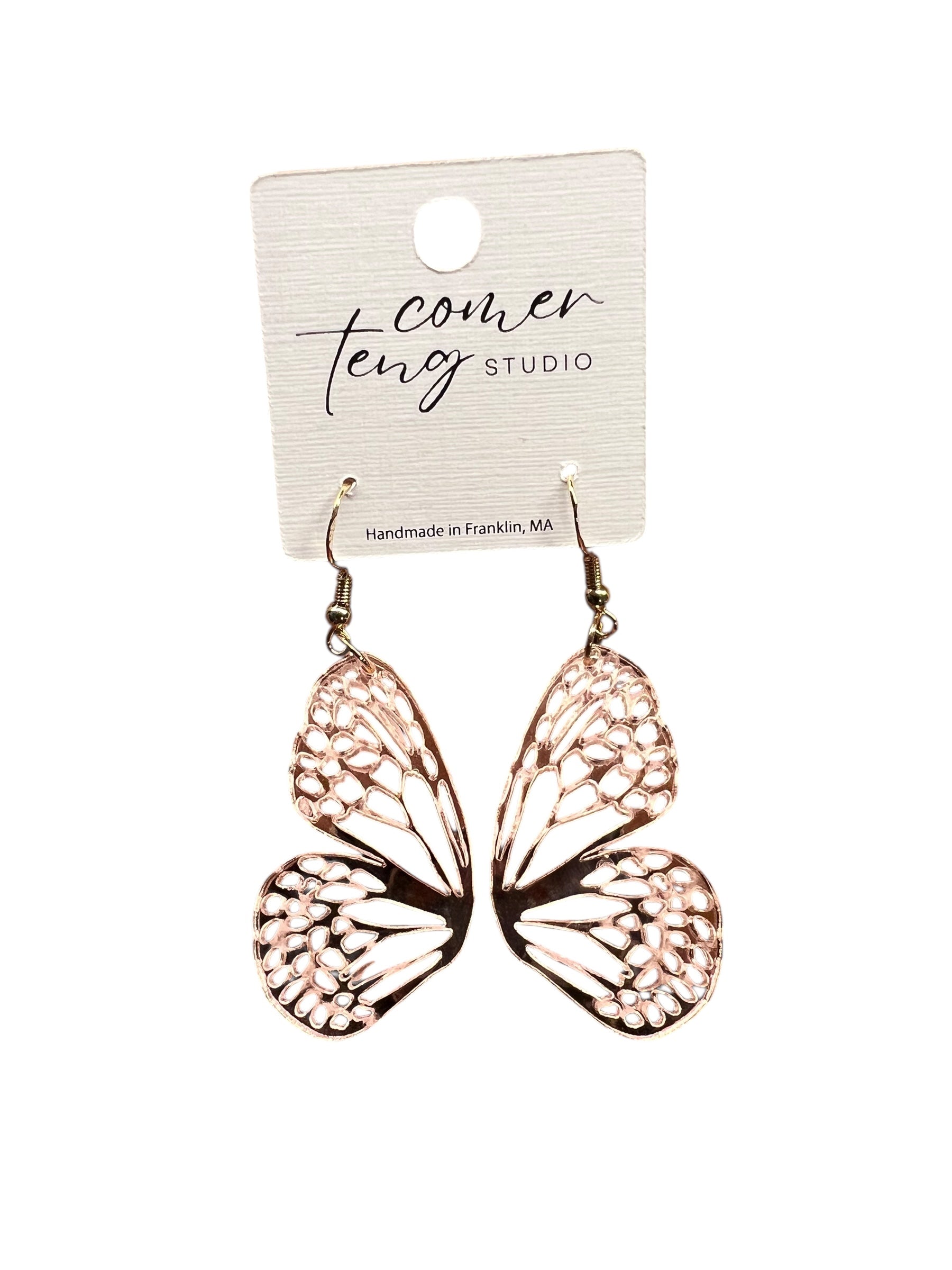 Rose Gold Shimmer Butterfly Earrings