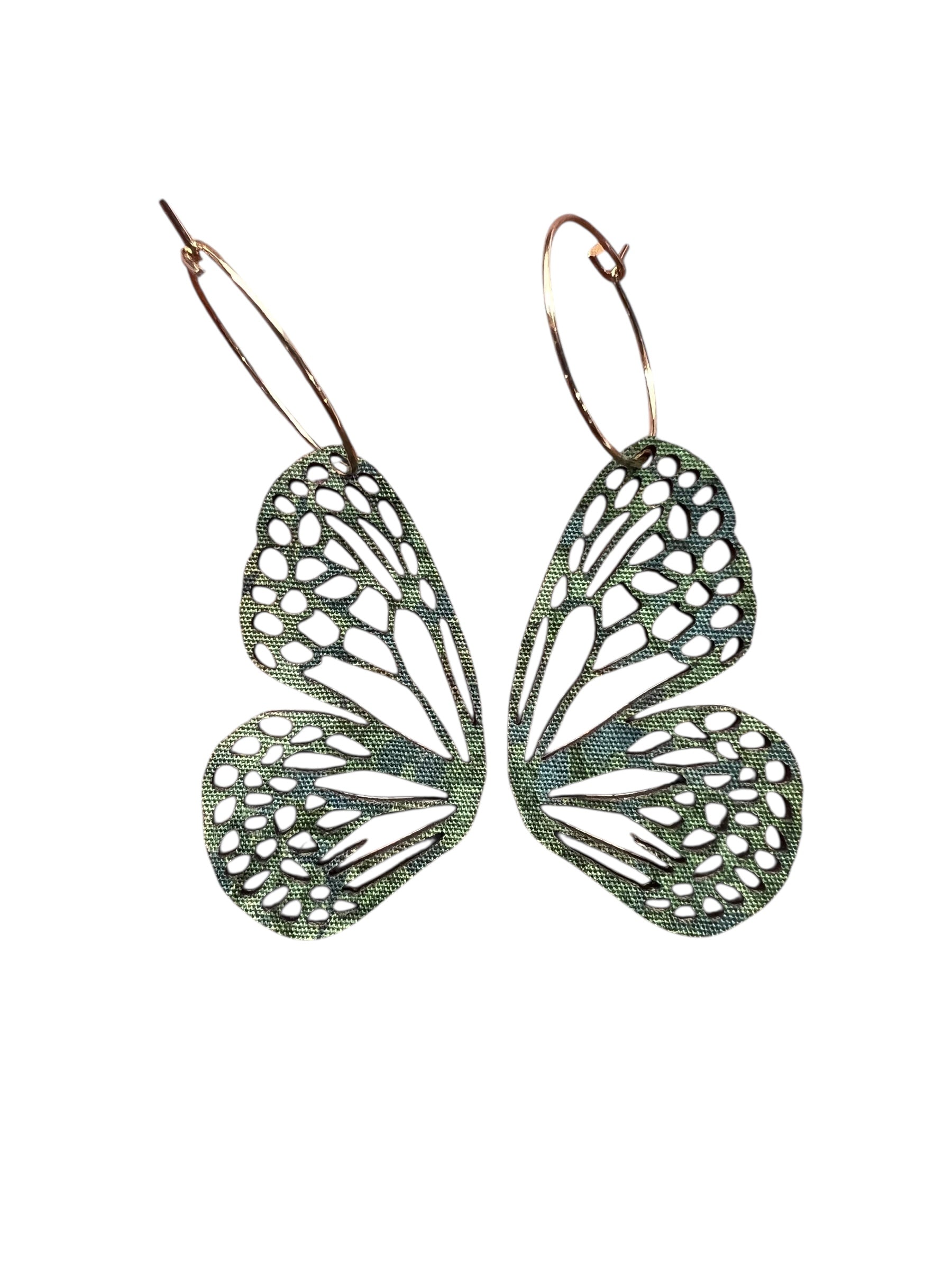 Bloom & Evergreen Mini Butterfly Hoop Earrings