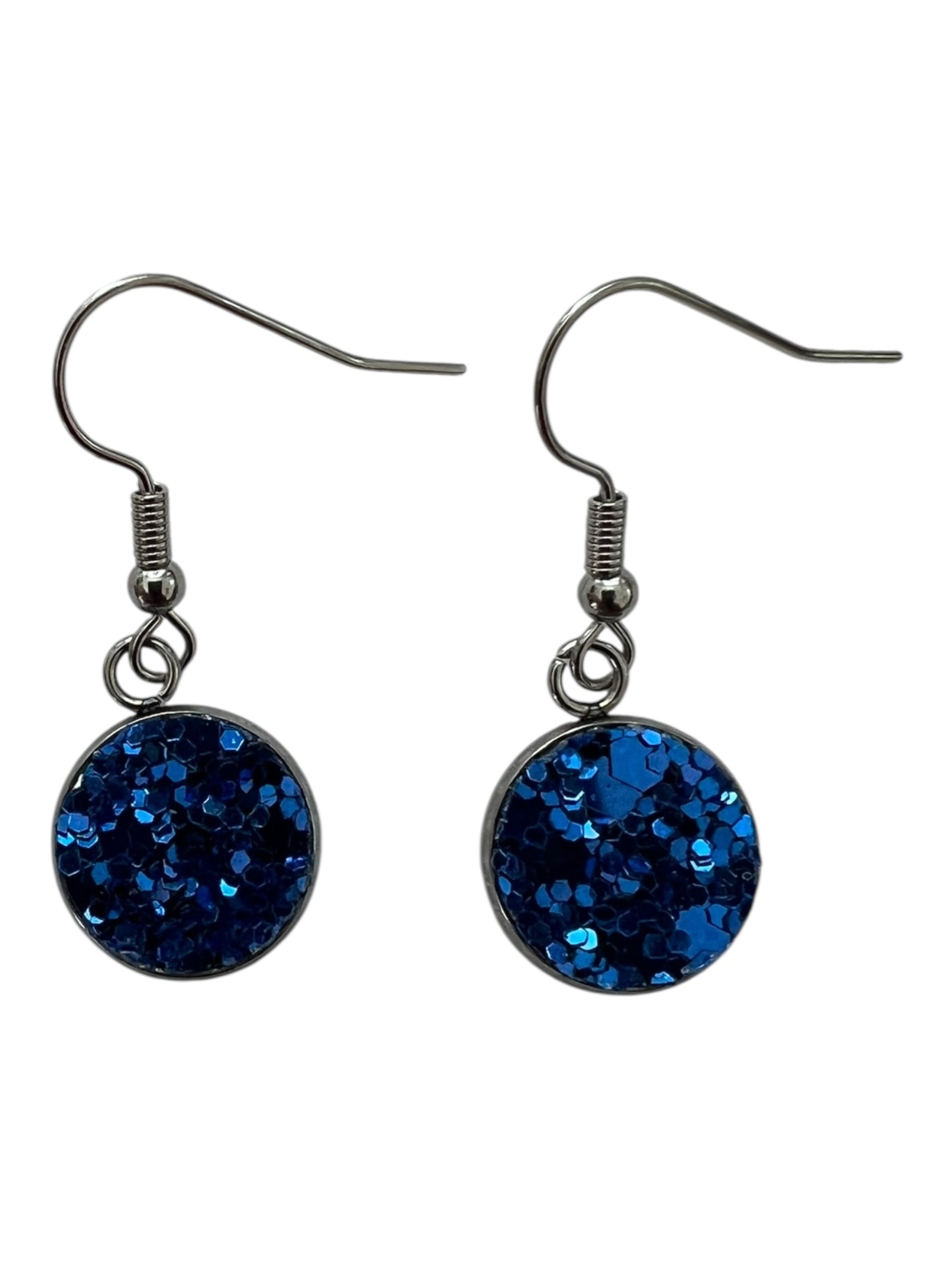 Blue Sparkle Dot Earrings