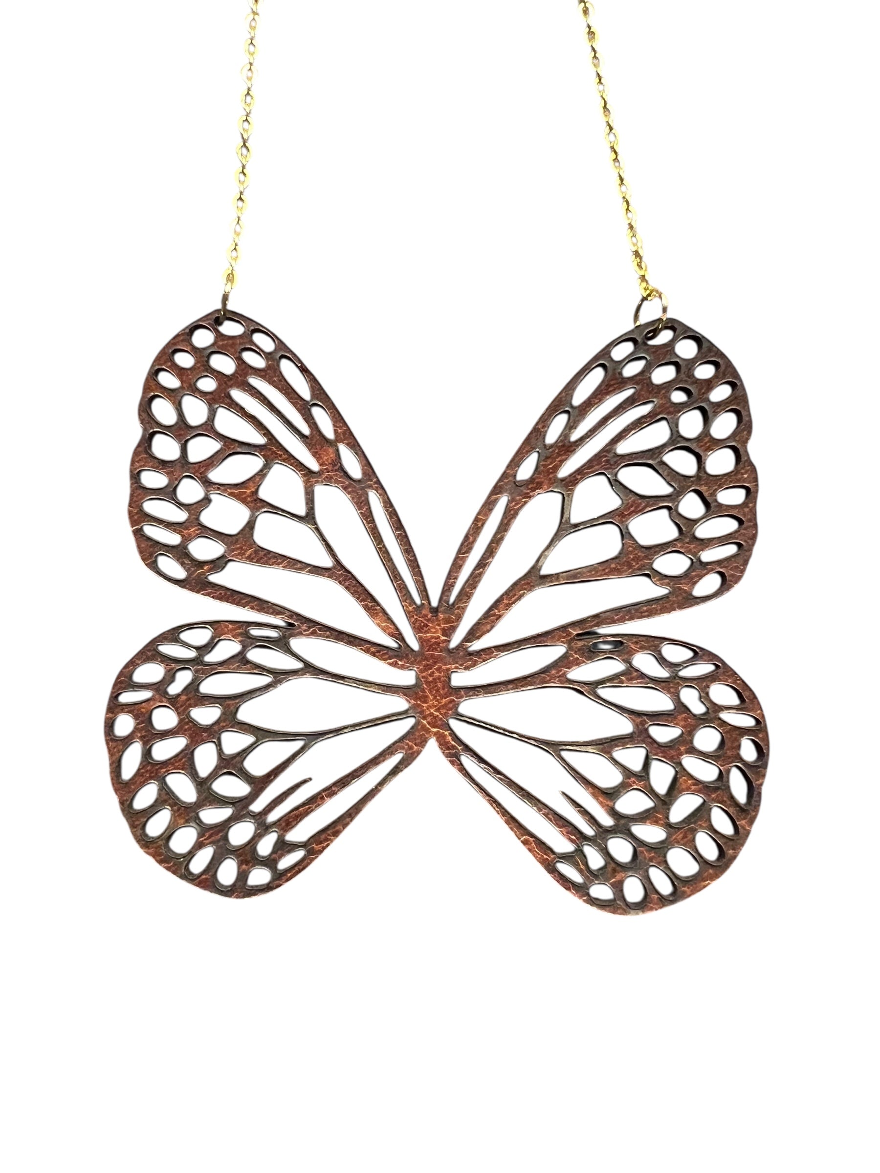 Leather Butterfly Necklace