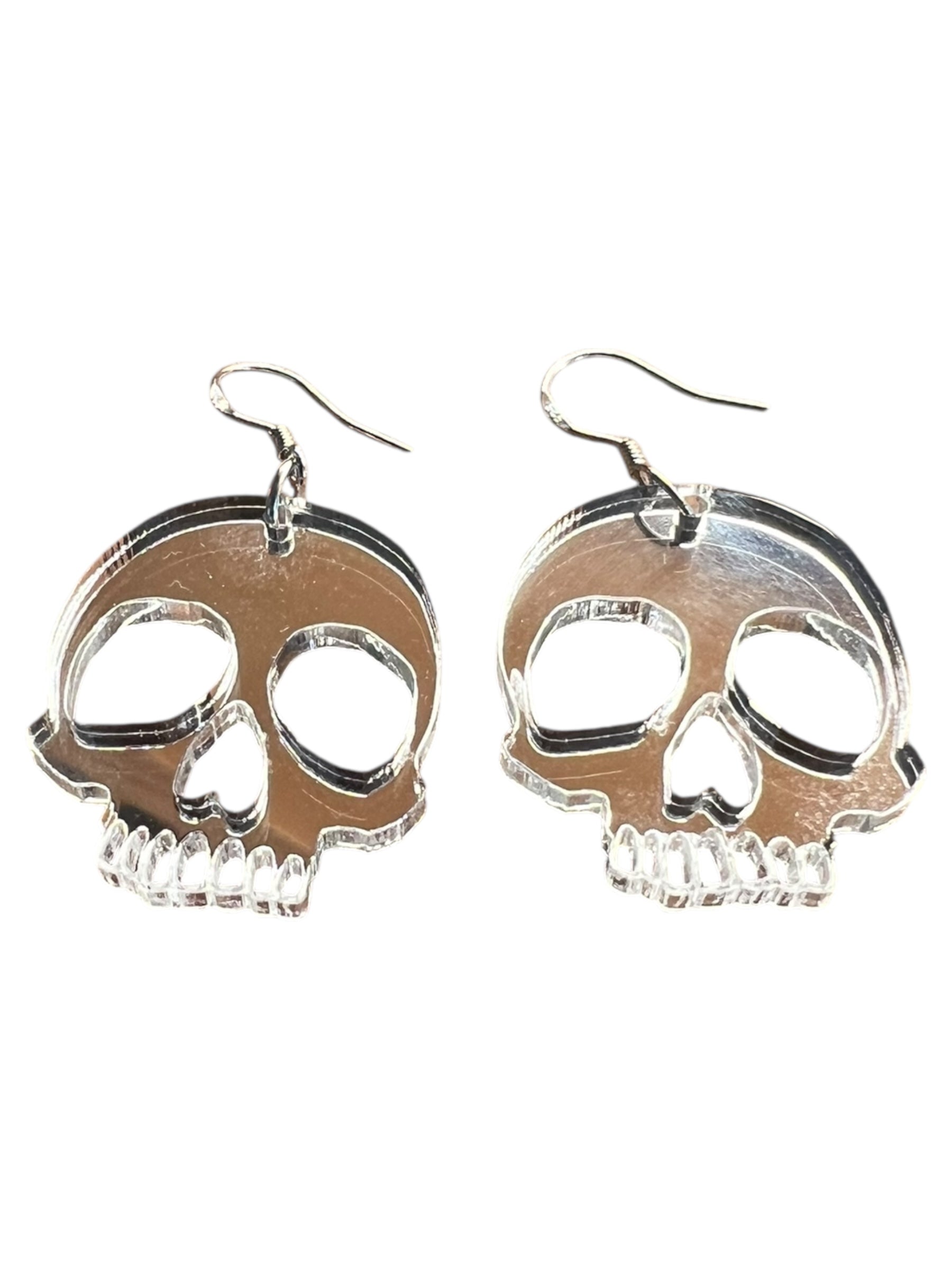 Silver Shimmer Skull Earrings
