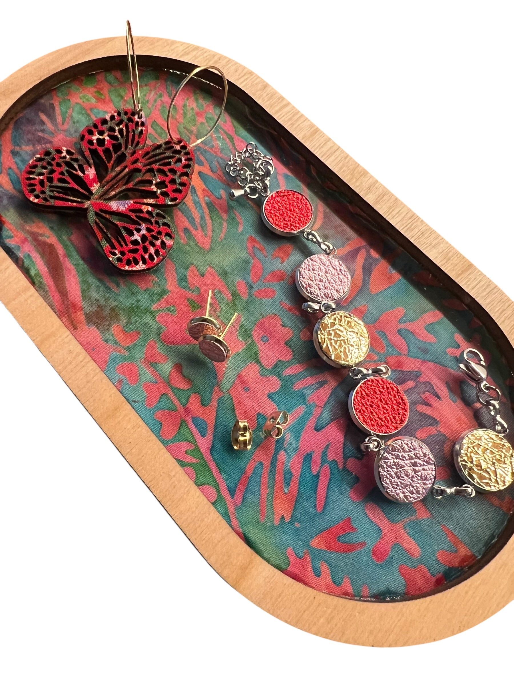 Everyday Keepsake Tray – Bright Floral on Blue, Green & Purple