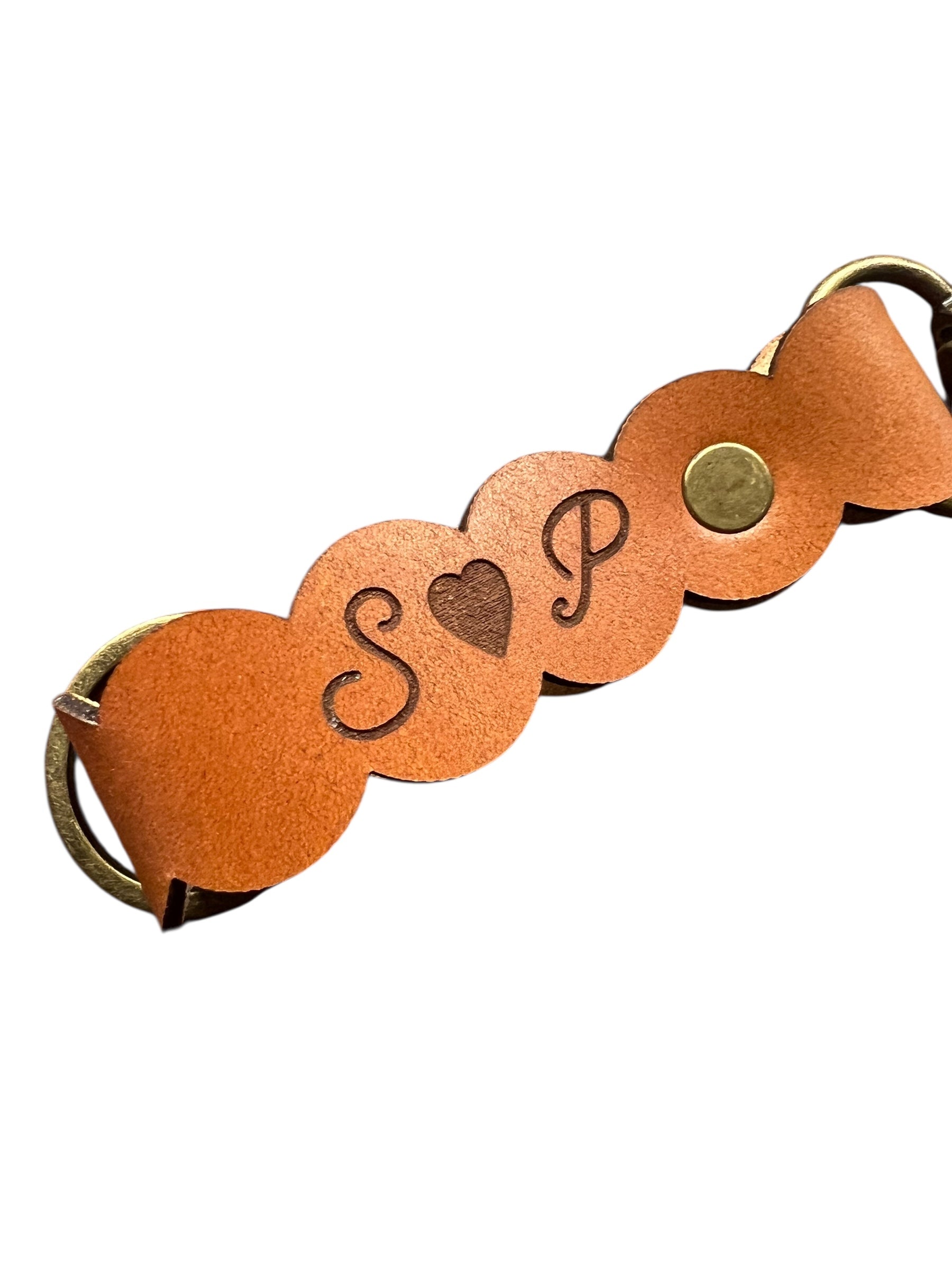 Personalized Scalloped Leather Keychain