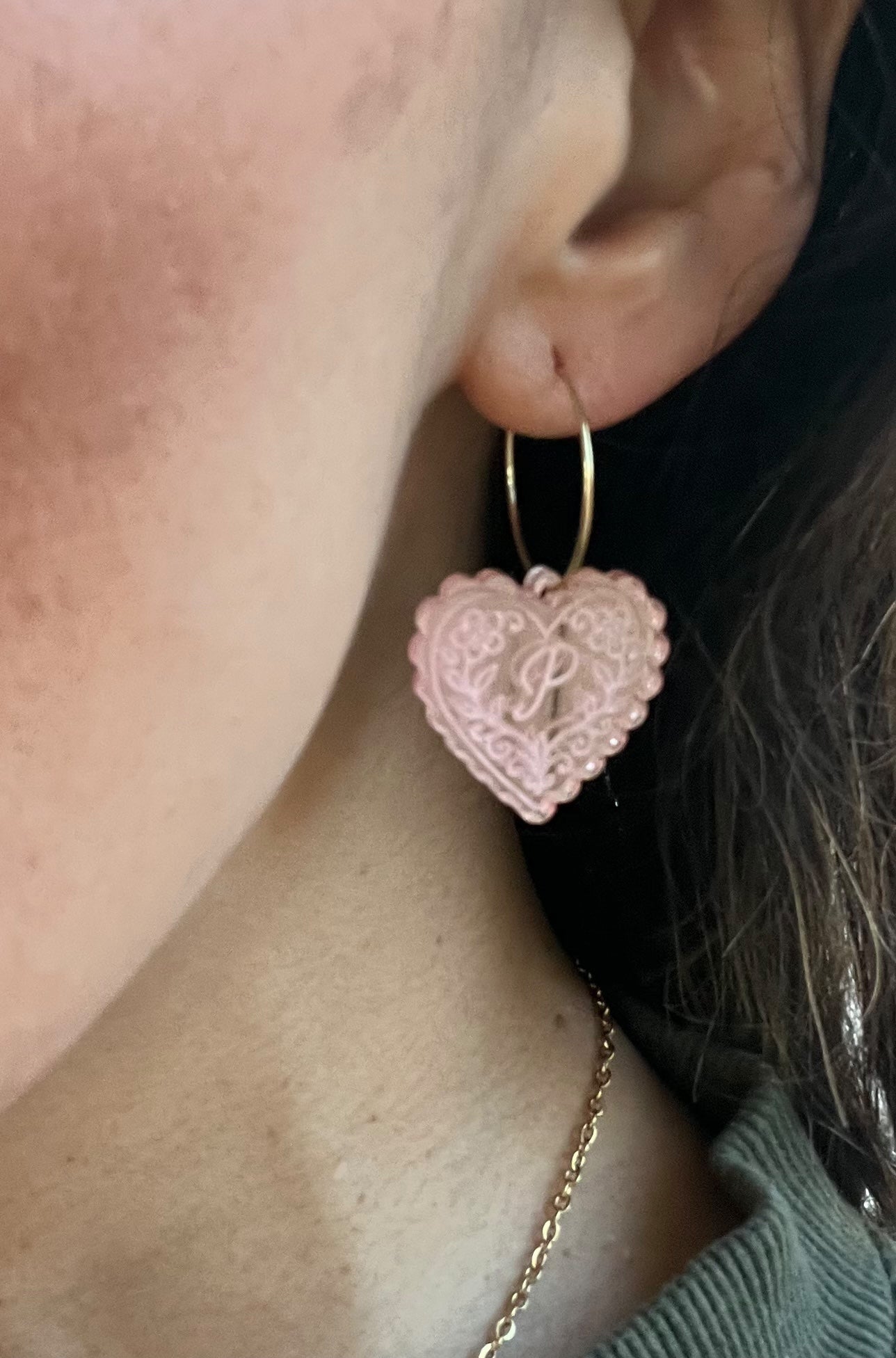 Floral Heart Initial Charm Earrings