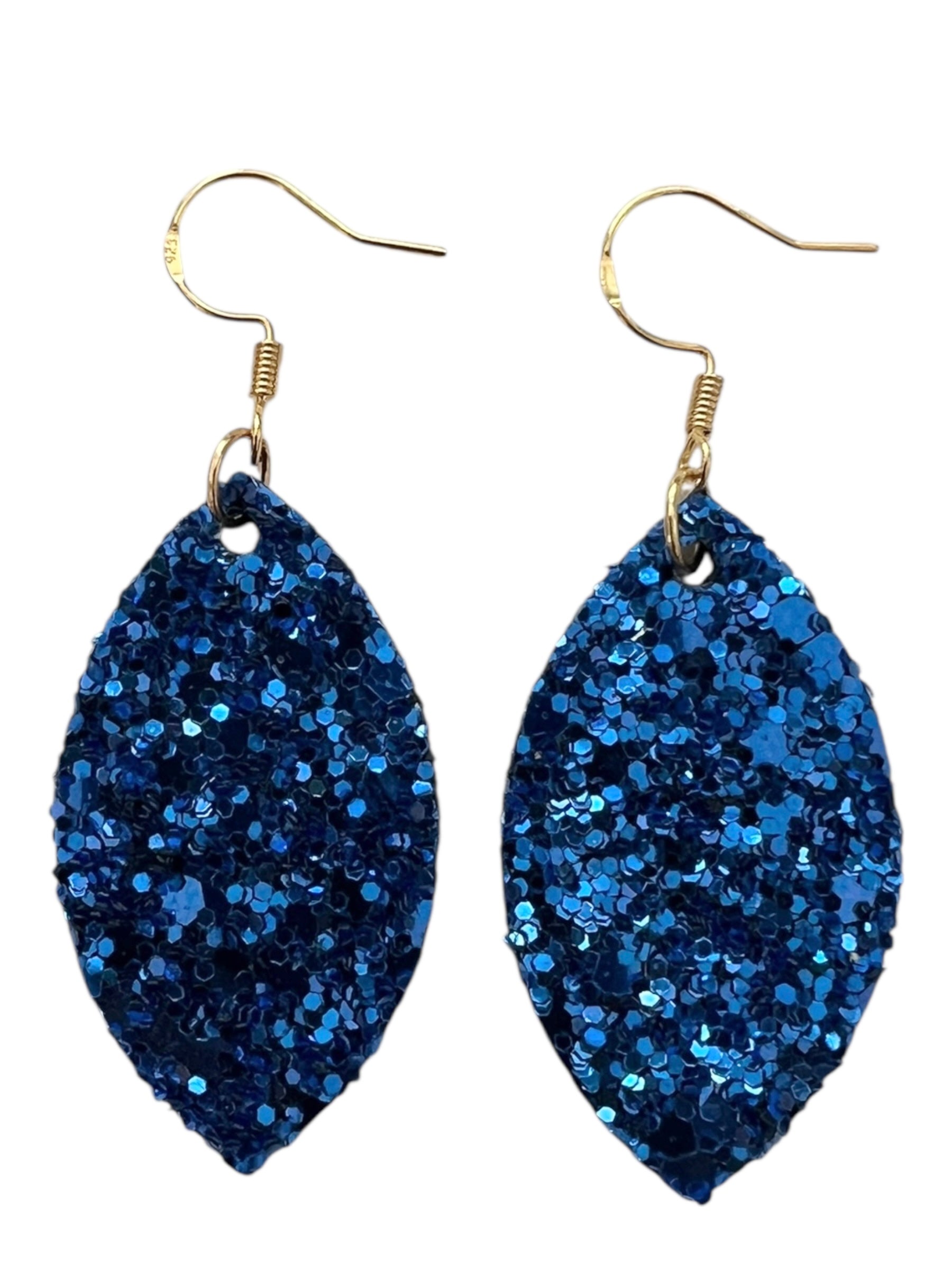 Blue Sparkle Mini Leaf Earrings