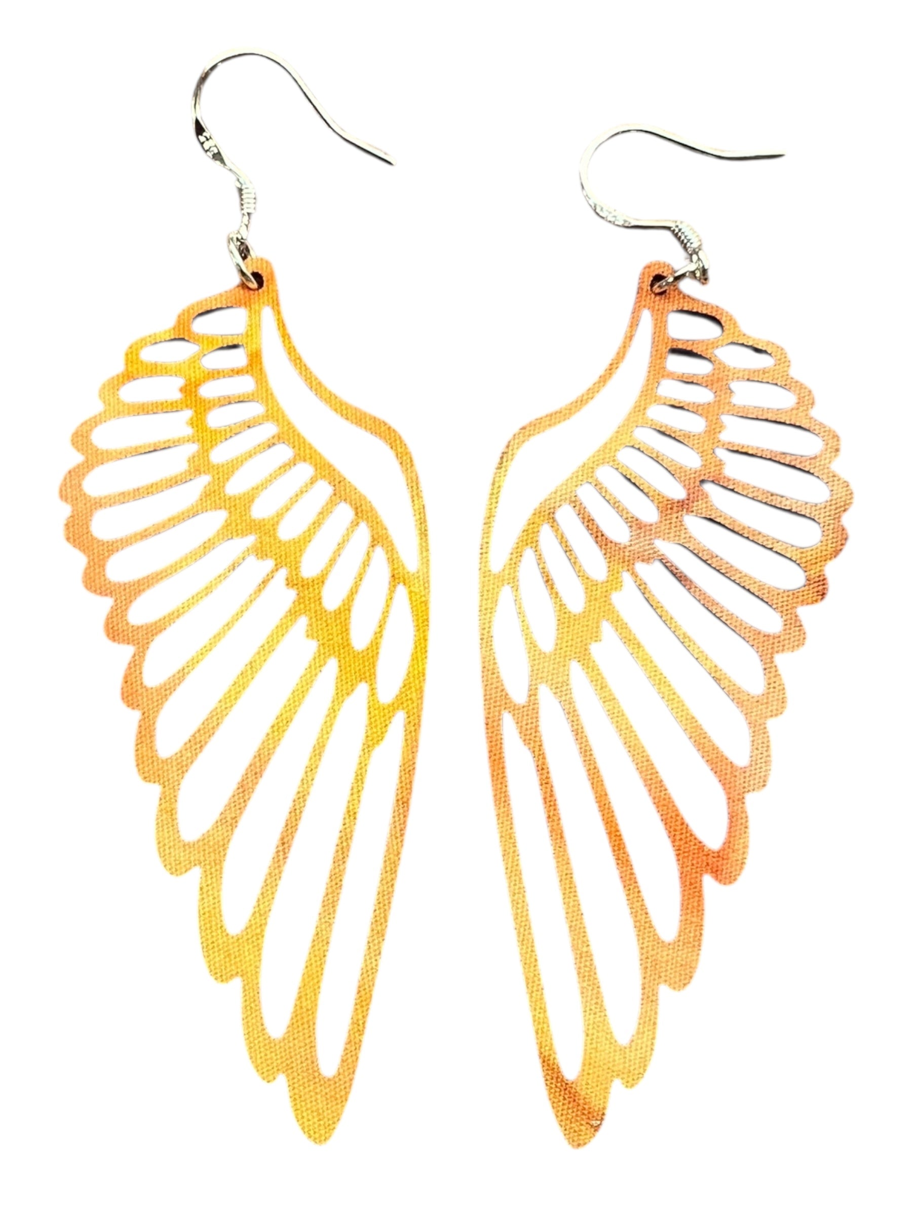 Upcycled Yellow & Orange Angel Wing Earrings
