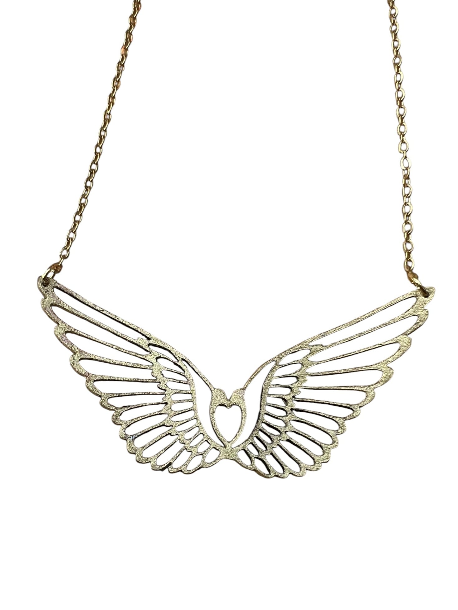 Gold Painted Angel Wing Necklace