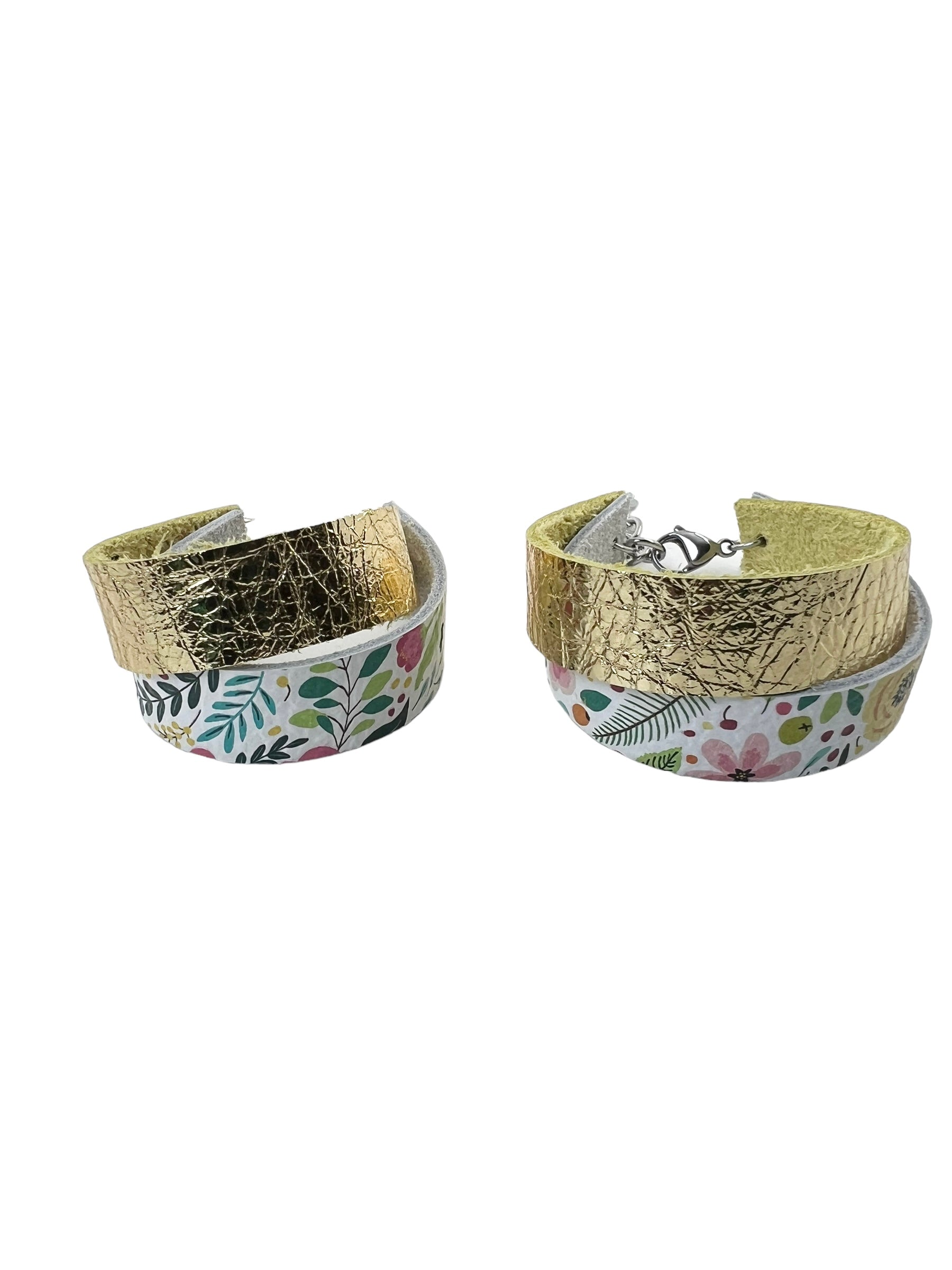 Matching Adult and Child Two Strand Original Bracelets in Gold and Floral