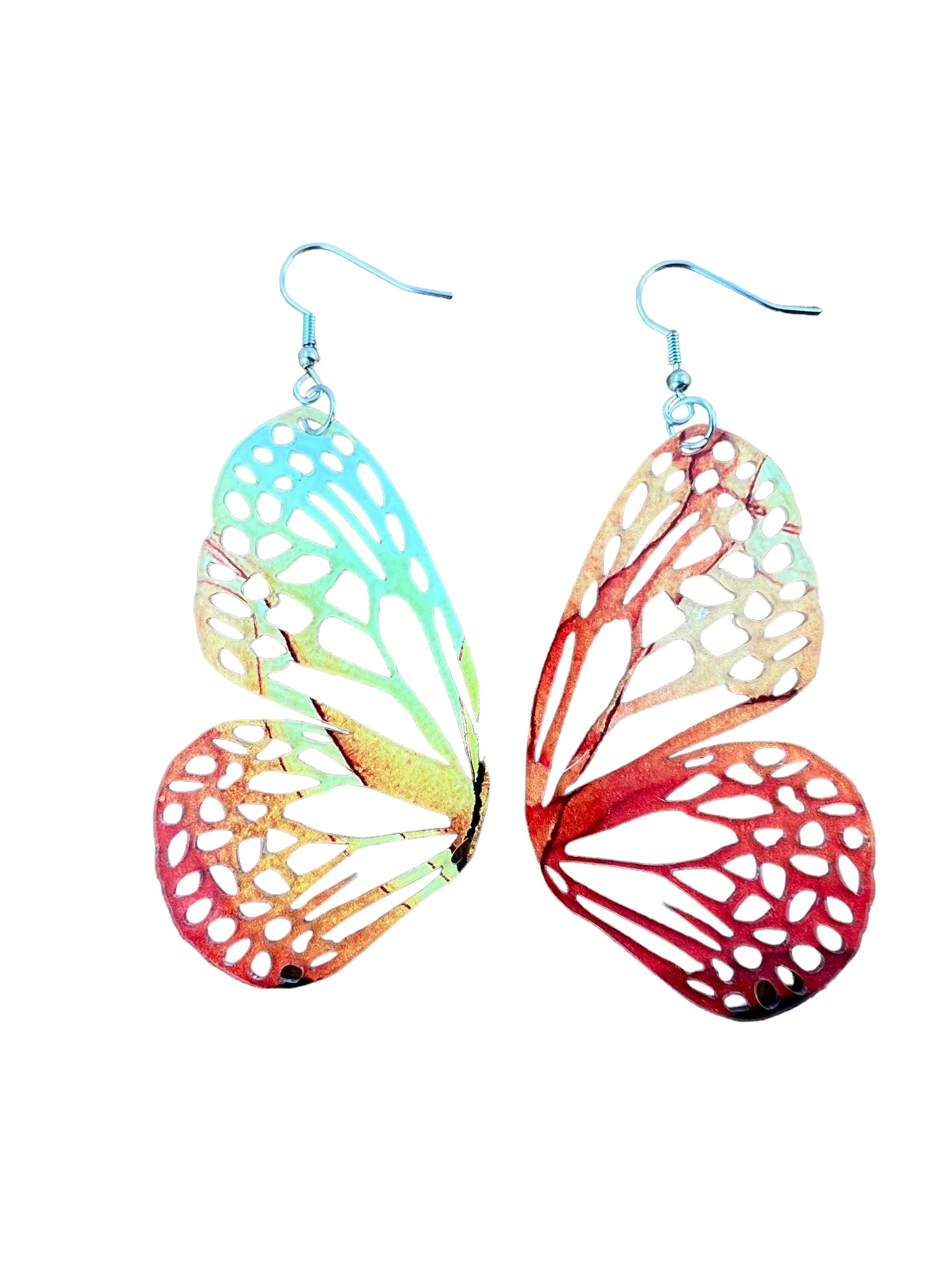 Red and Yellow Large Acrylic Butterfly Earrings