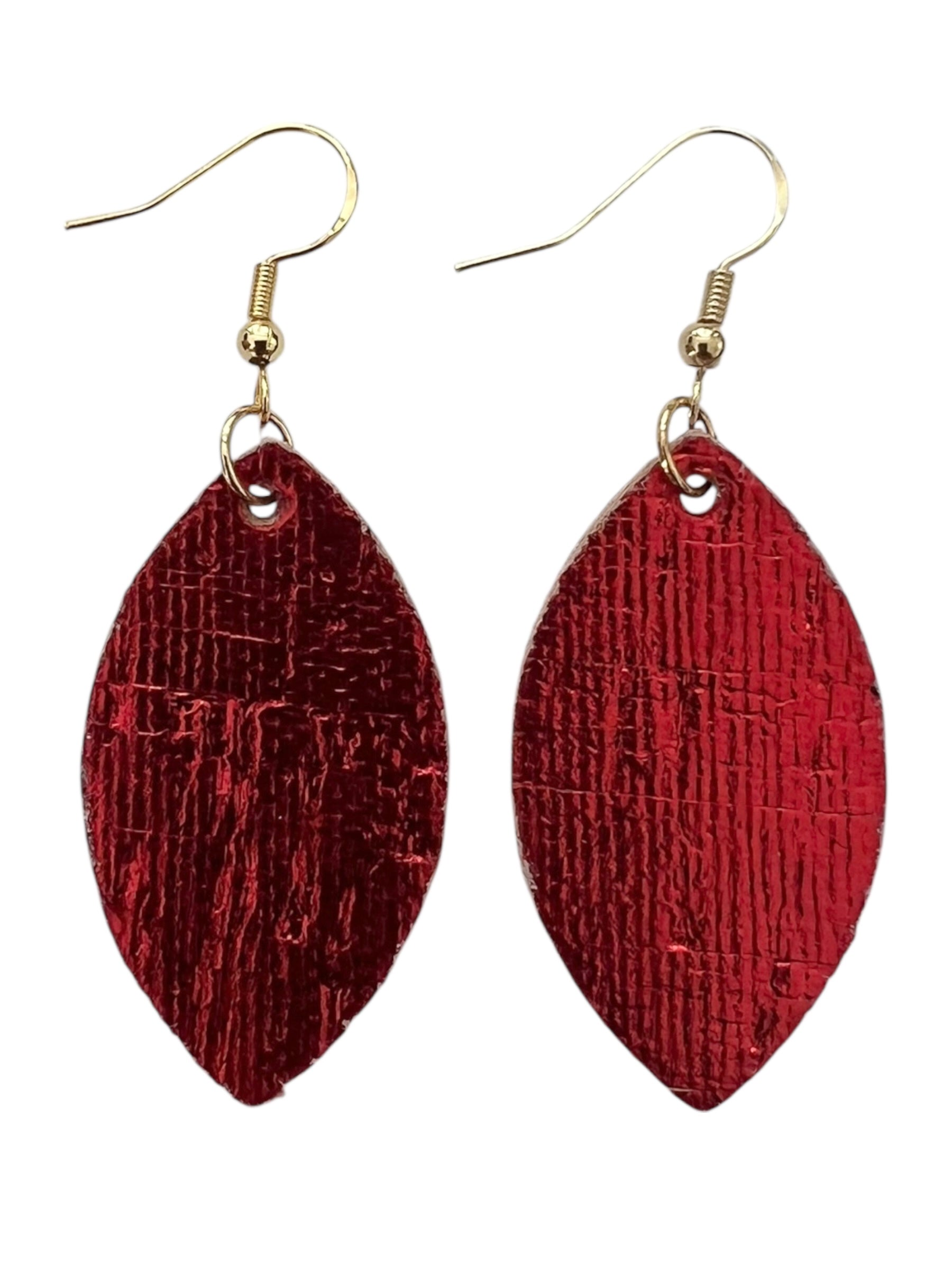 Red Shimmer Mini Leaf Earrings